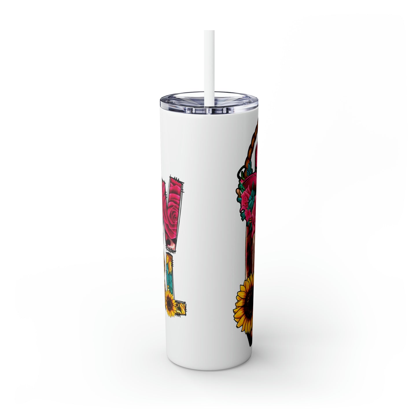 Skinny Tumbler with Straw, 20oz, Sunflowers, Western, Quote, Cowgirl