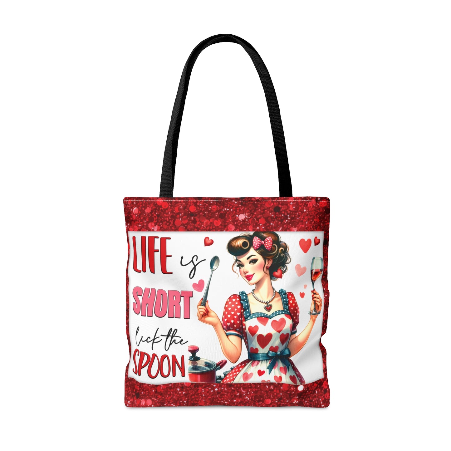 Tote Bag, Retro, Life is Short Lick the Spoon