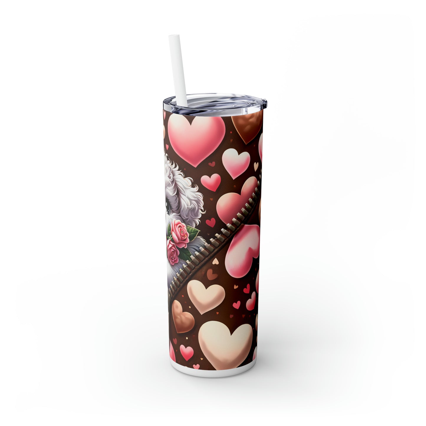 Skinny Tumbler with Straw, 20oz, Dog, Valentines Day, awd-870