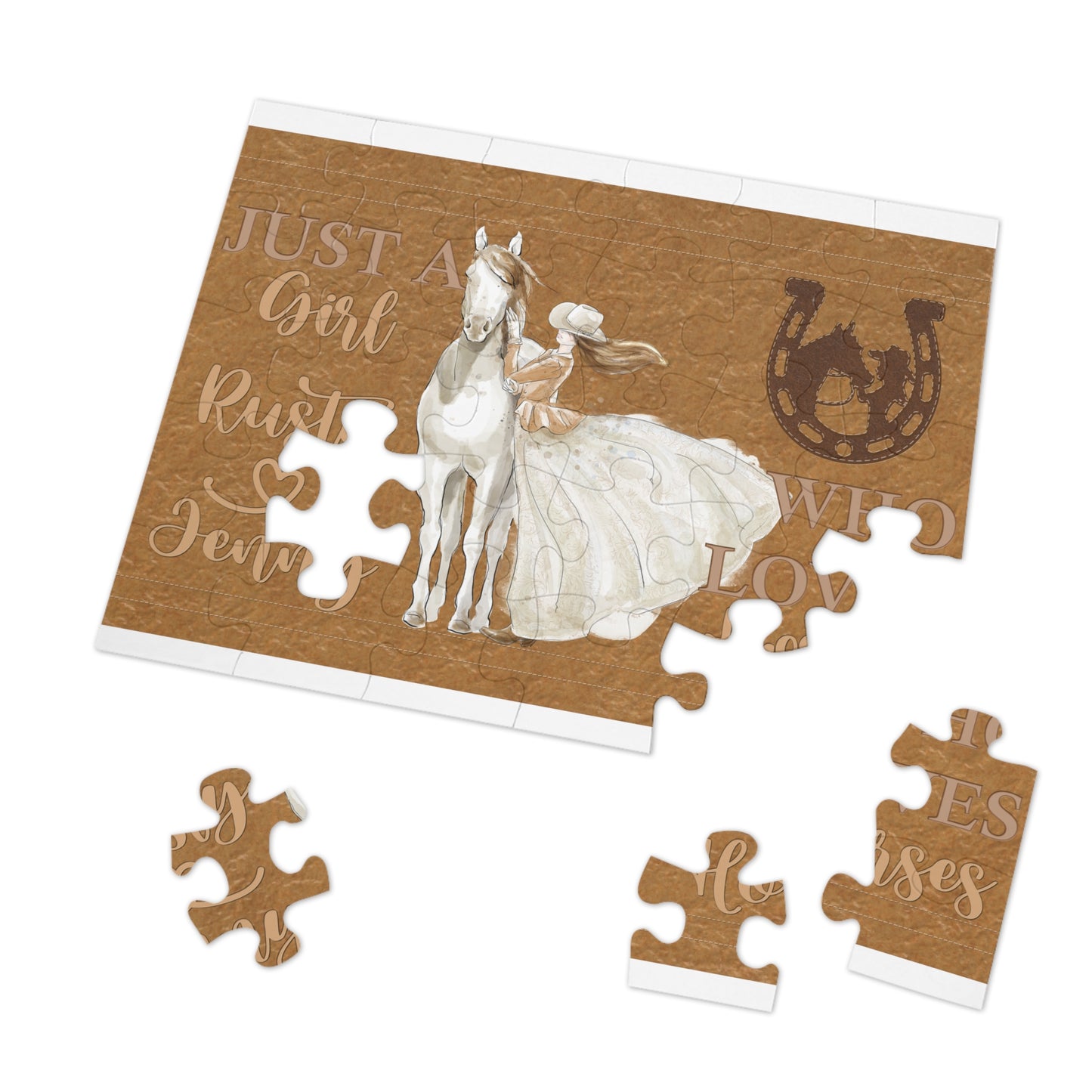 Jigsaw Puzzle, Just a Girl Who Loves Horses, Personalised/Non-Personalised (30, 110, 252, 500,1000-Piece)