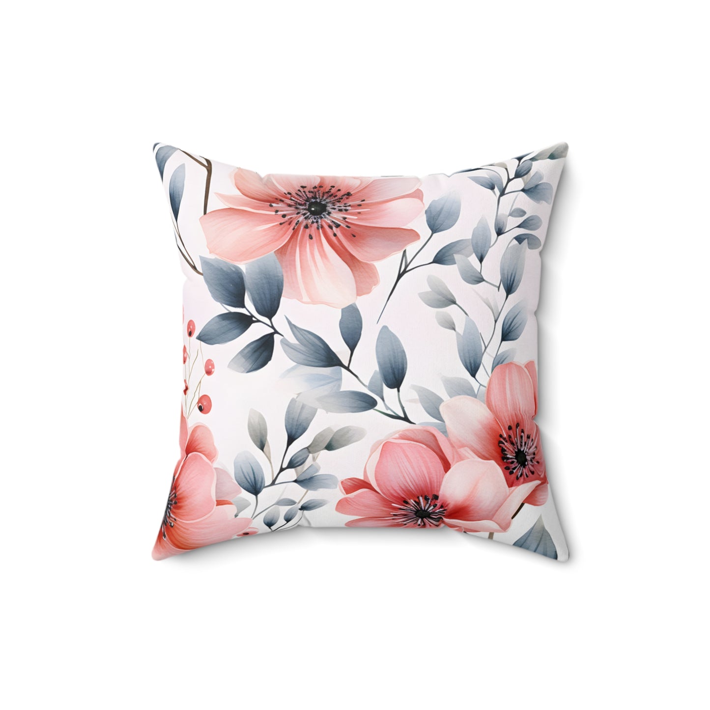 Spun Polyester Square Pillow, Floral Cushion