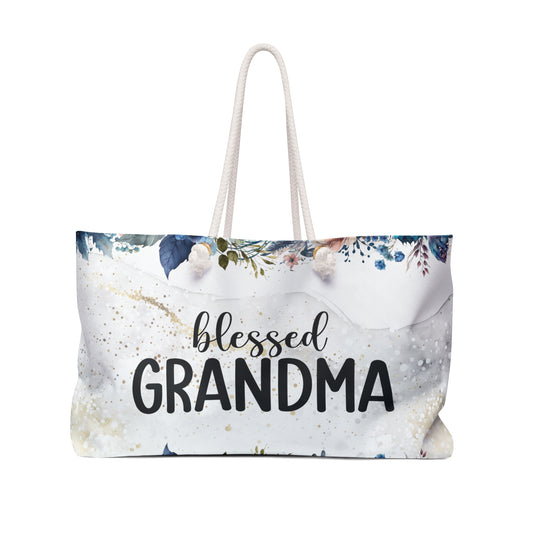 Personalised/Non-Personalised Weekender Bag, Blessed Grandma, Large Weekender Bag, Beach Bag, Book Bag