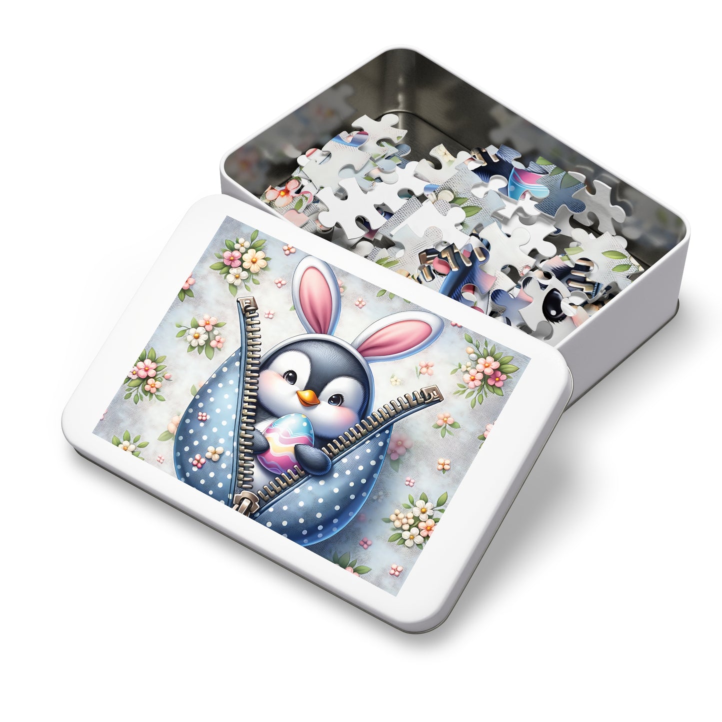 Jigsaw Puzzle, Easter, Penguin with Bunny Ears, Personalised/Non-Personalised (30, 110, 252, 500,1000-Piece) Awd-1306