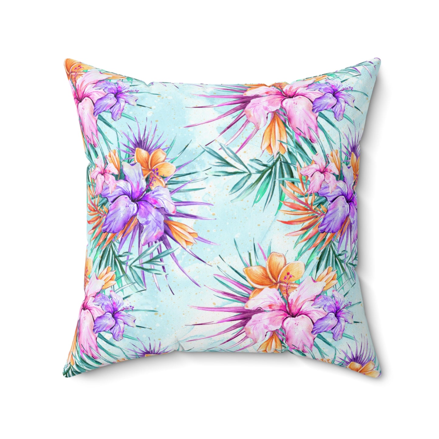 Spun Polyester Square Pillow, Summer Floral Cushion