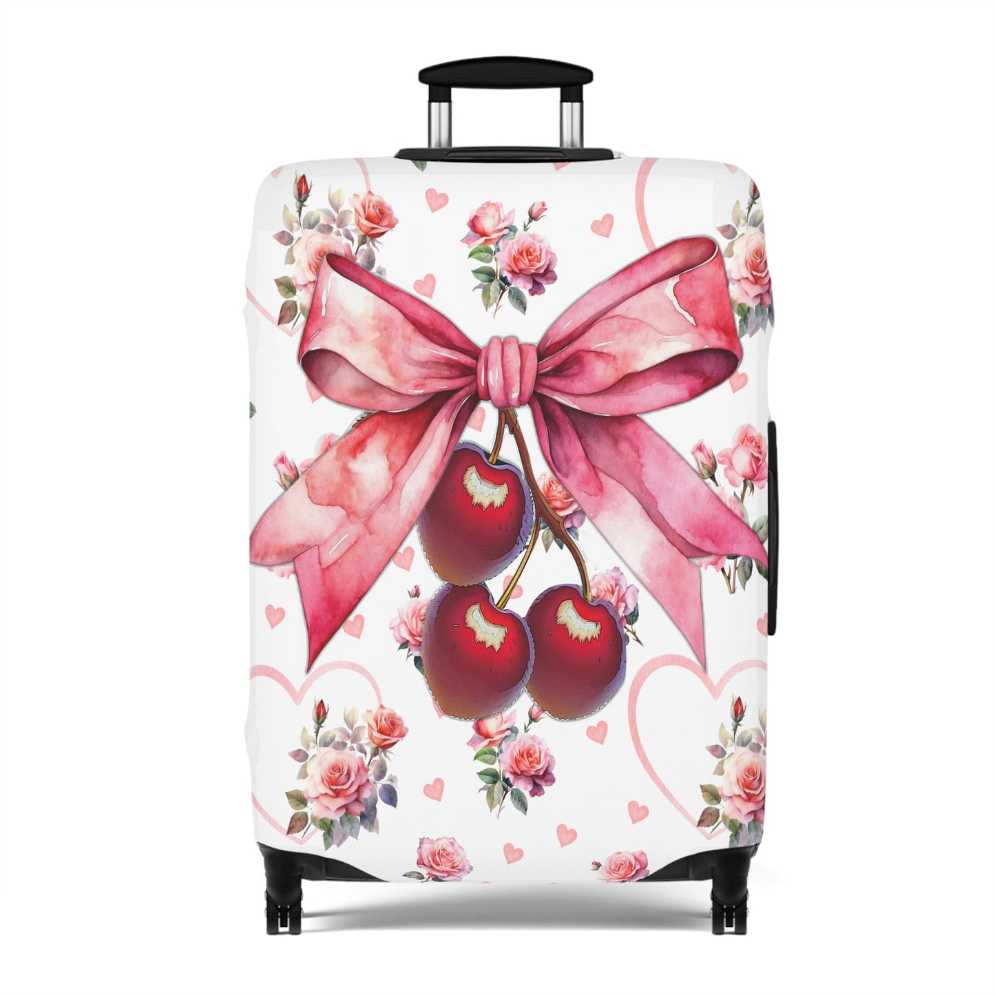 Luggage Cover, Rockabilly, Coquette, Hearts and Roses, Cherries and Ribbon, awd-2519