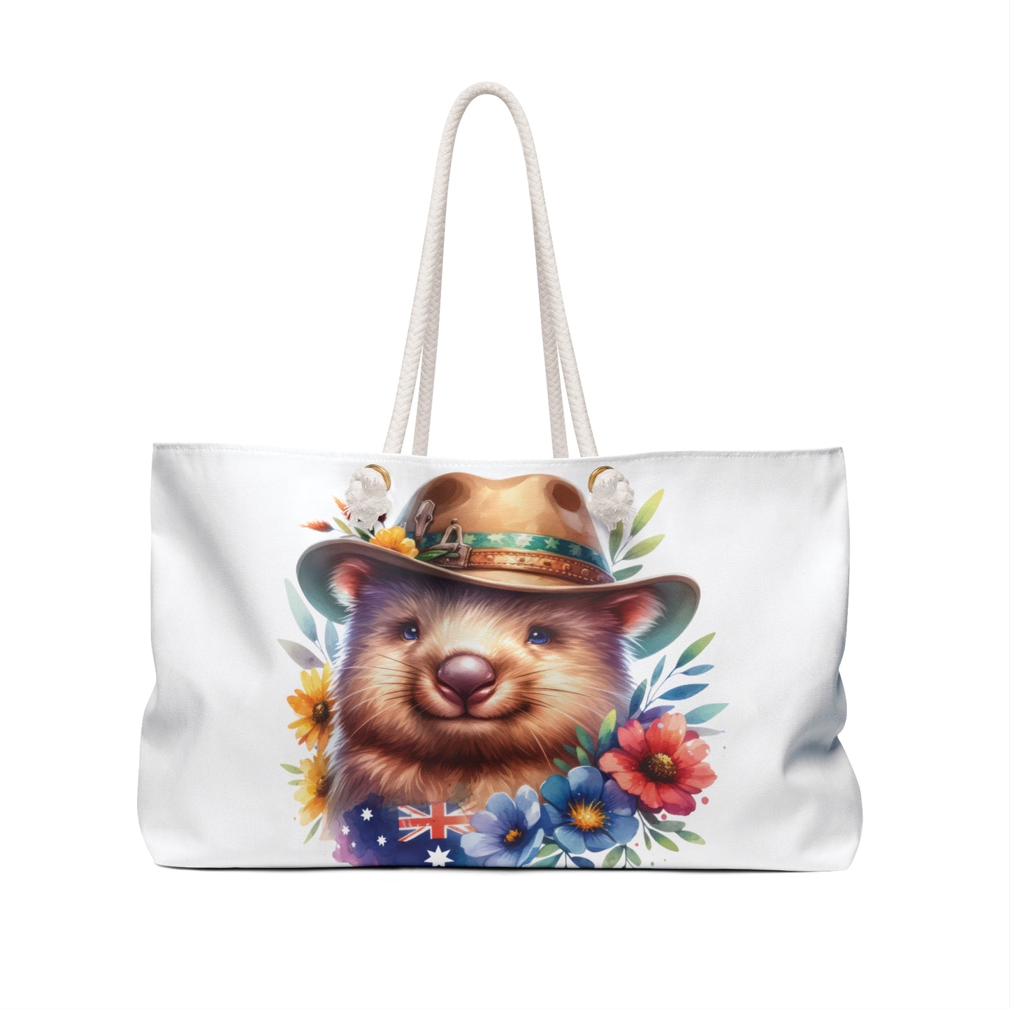 Personalised/Non-Personalised Weekender Bag, Australian Animals, Wombat, Large Weekender Bag, Beach Bag, Book Bag