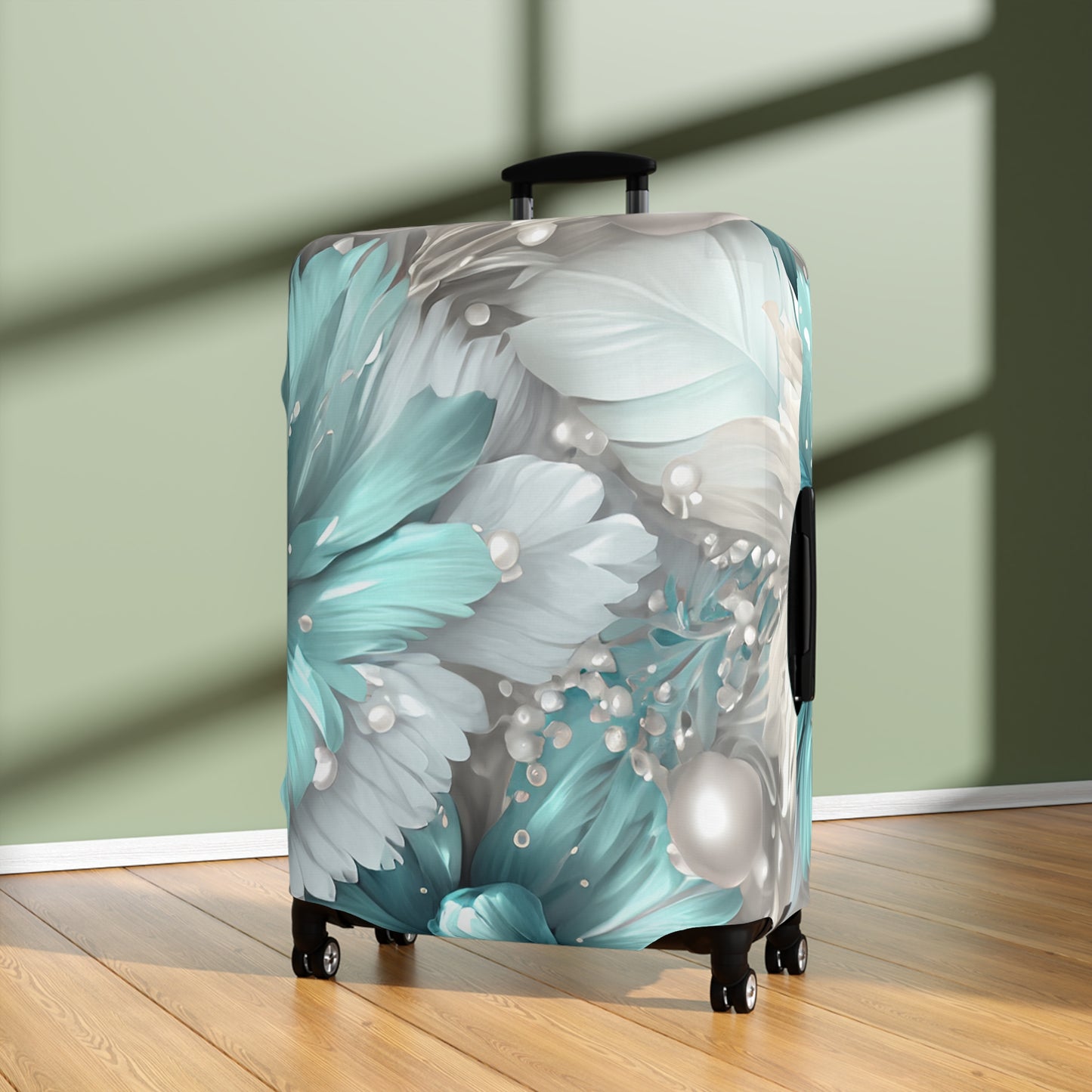 Luggage Cover, Turquoise Floral-2