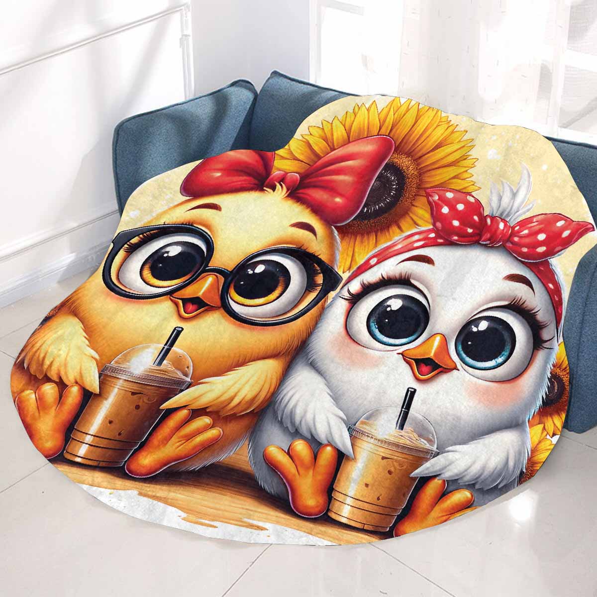 Chickens_Awd35174  Circular Micro Fleece Blanket 47"