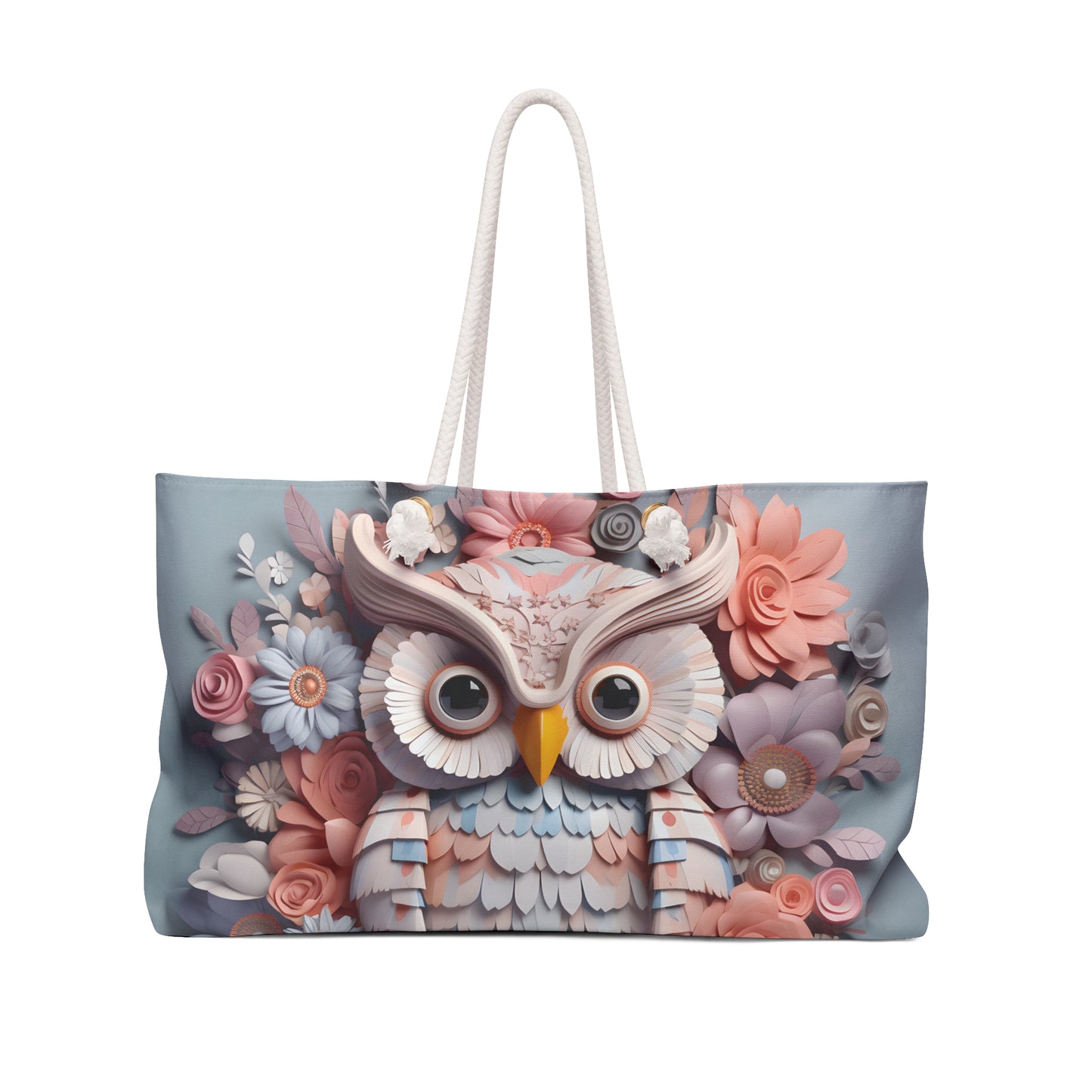 Personalised/Non-Personalised Weekender Bag, Owl, Large Weekender Bag, Beach Bag, Book Bag