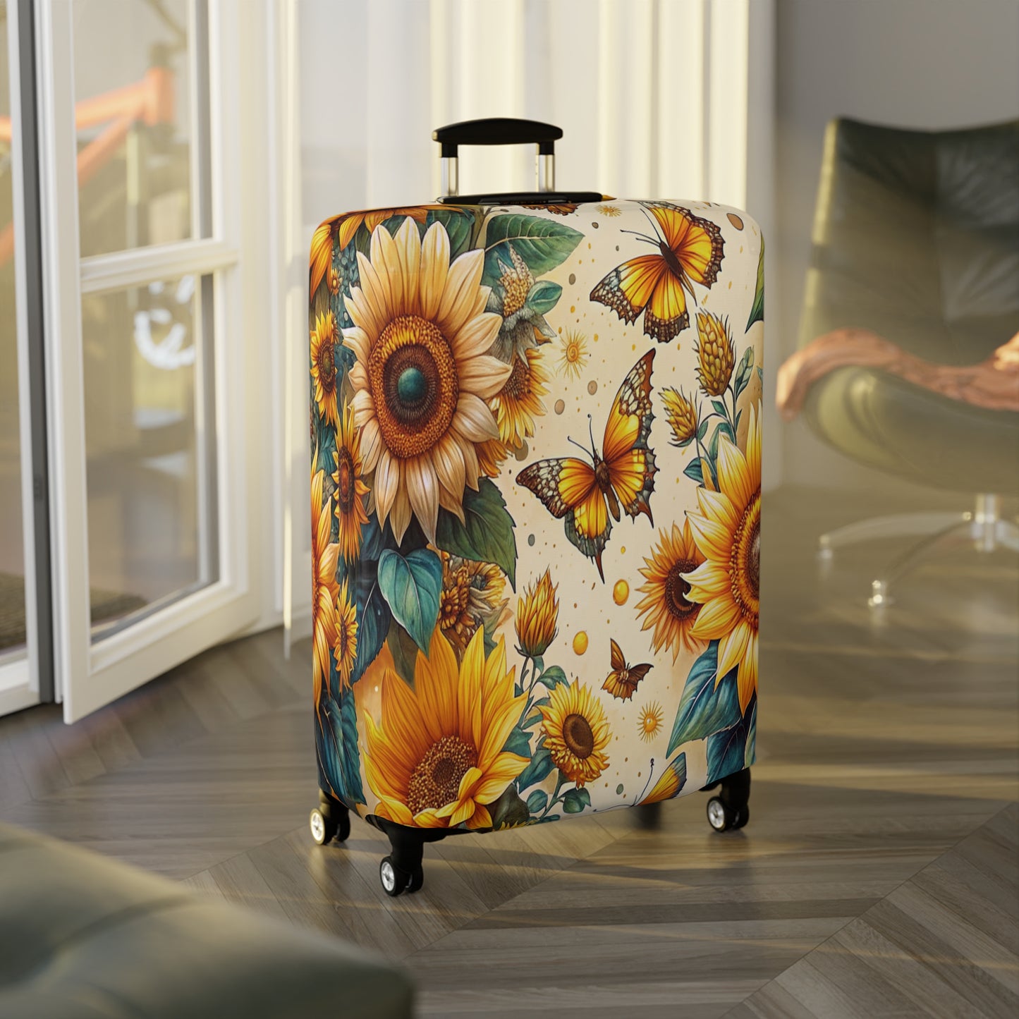 Luggage Cover, Floral, Sunflowers and Butterflies, awd-3076