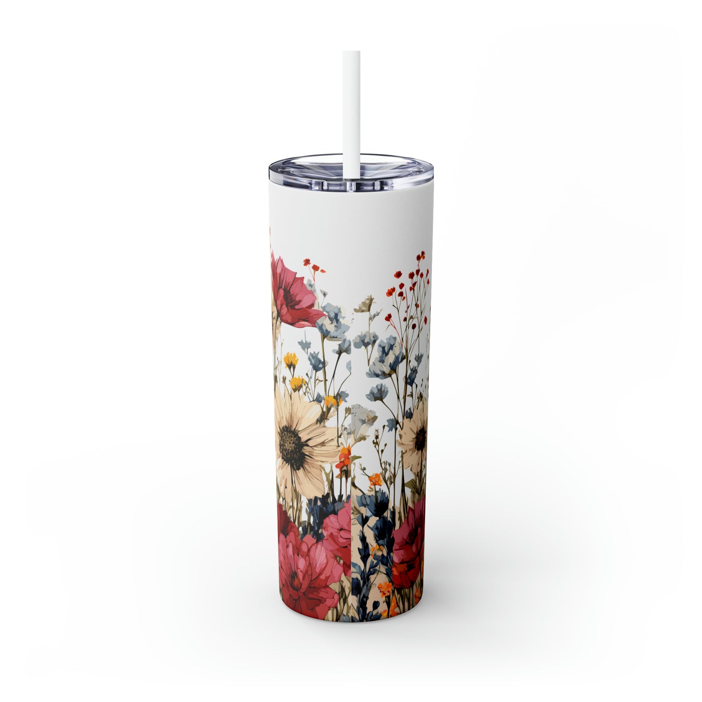 Skinny Tumbler with Straw, 20oz, Floral, awd-314