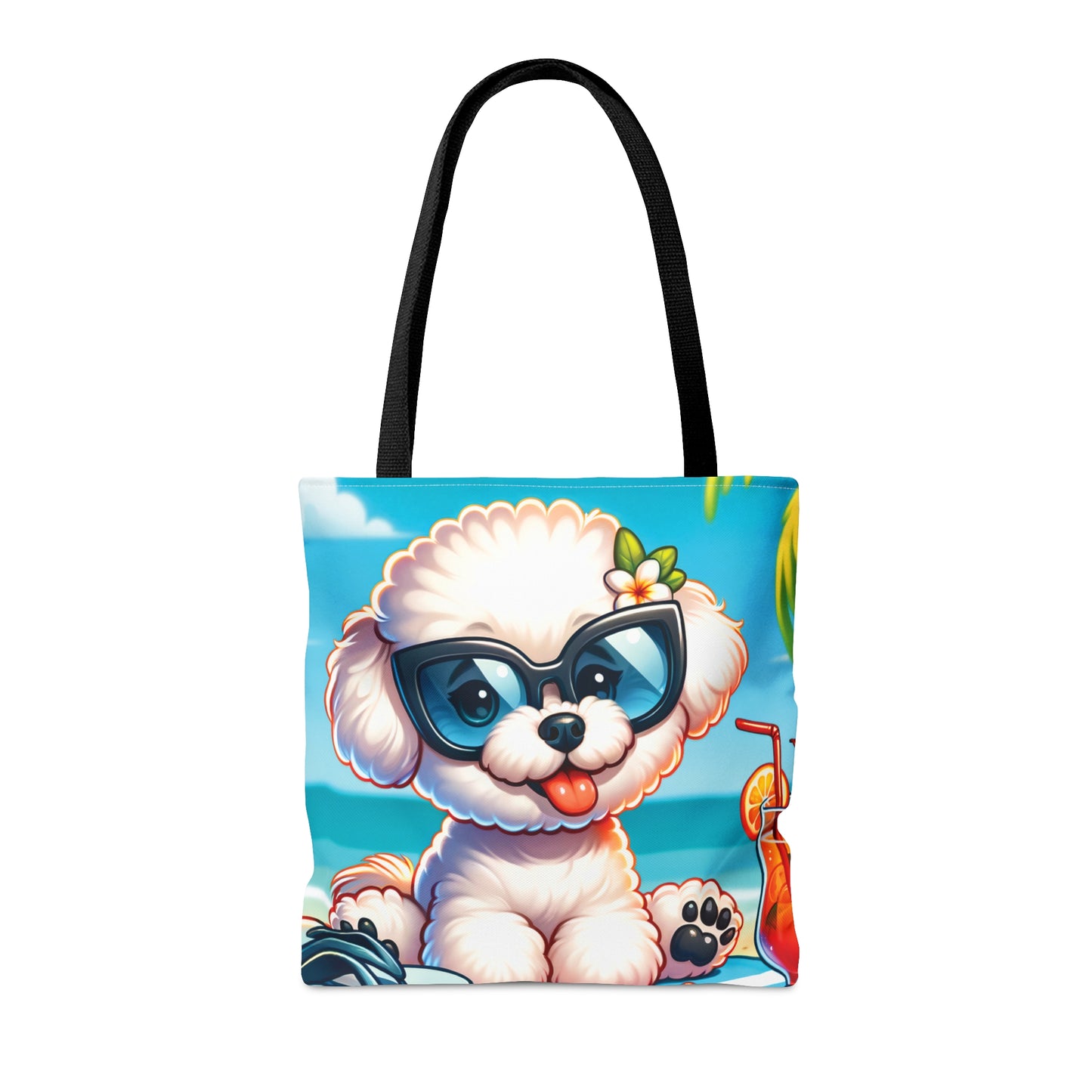 Tote Bag, Dog on Beach, Bichon Frise, Tote bag, awd-1107