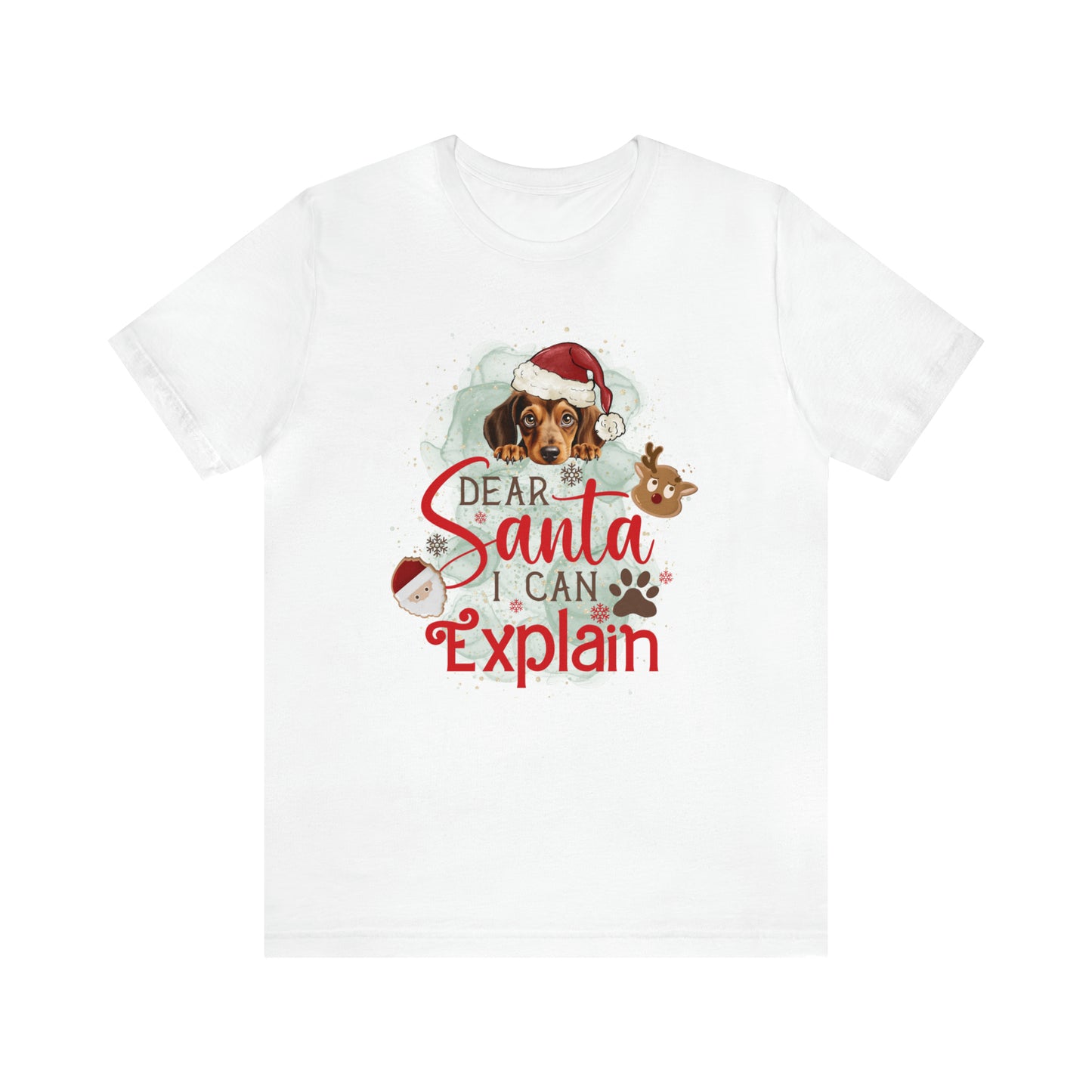 Unisex Jersey Short Sleeve Tee, Dog Paws, Dear Santa I Can Explain, Dear Santa Tee, Christmas Tee, Super Soft 9 Sizes