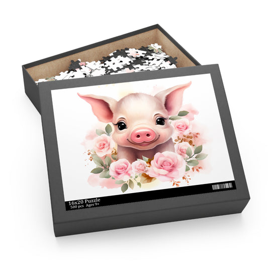 Personalised/Non-Personalised Puzzle, Pig (120, 252, 500-Piece)