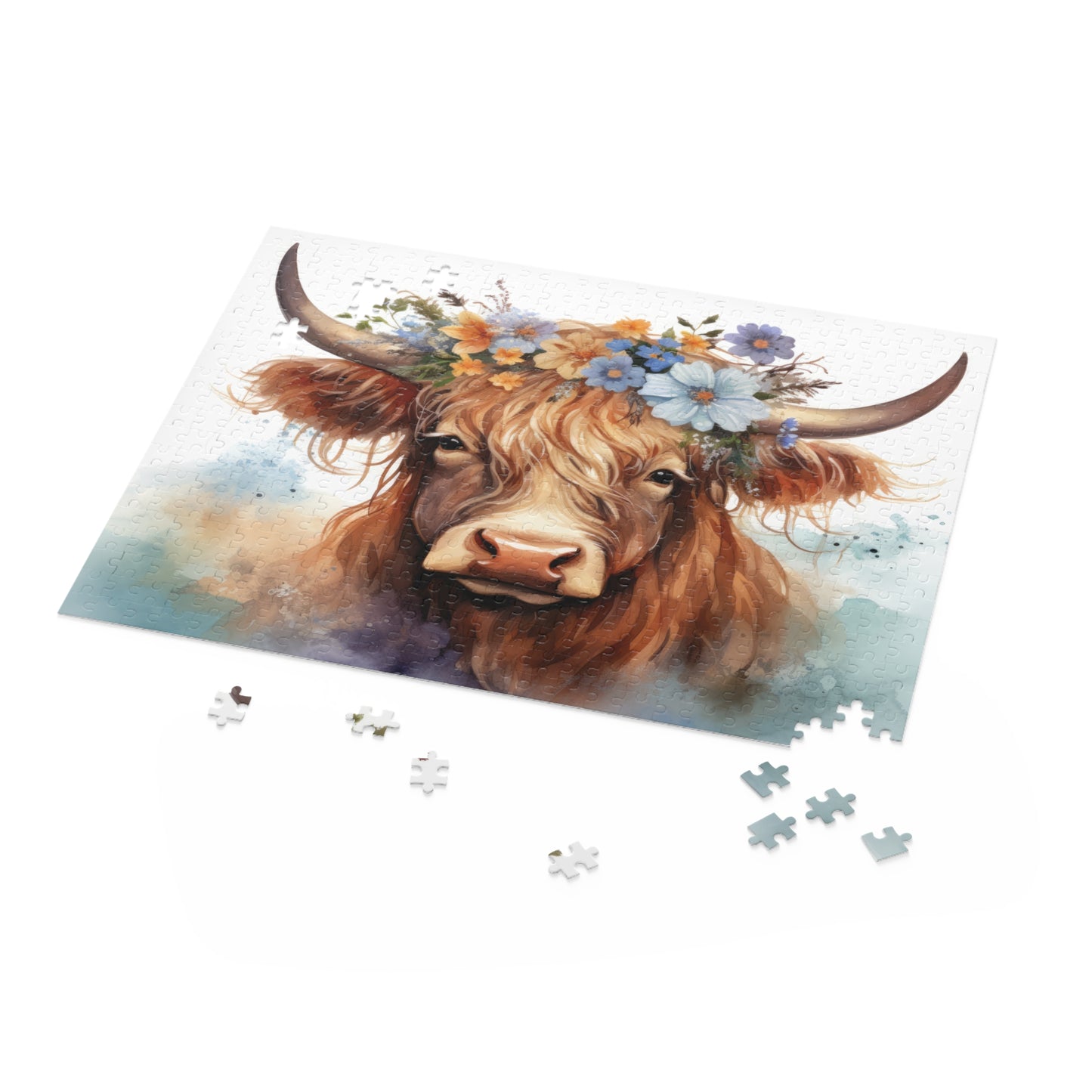 Personalised/Non-Personalised Puzzle, Highland Cow (120, 252, 500-Piece)