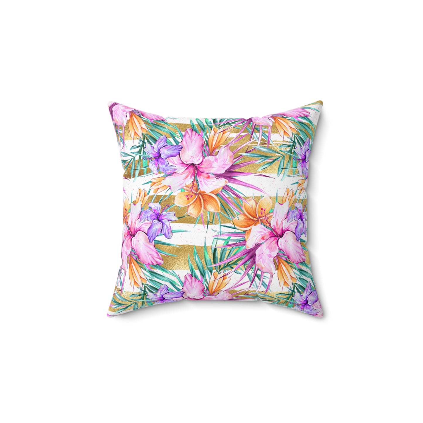 Spun Polyester Square Pillow, Summer Floral Cushion