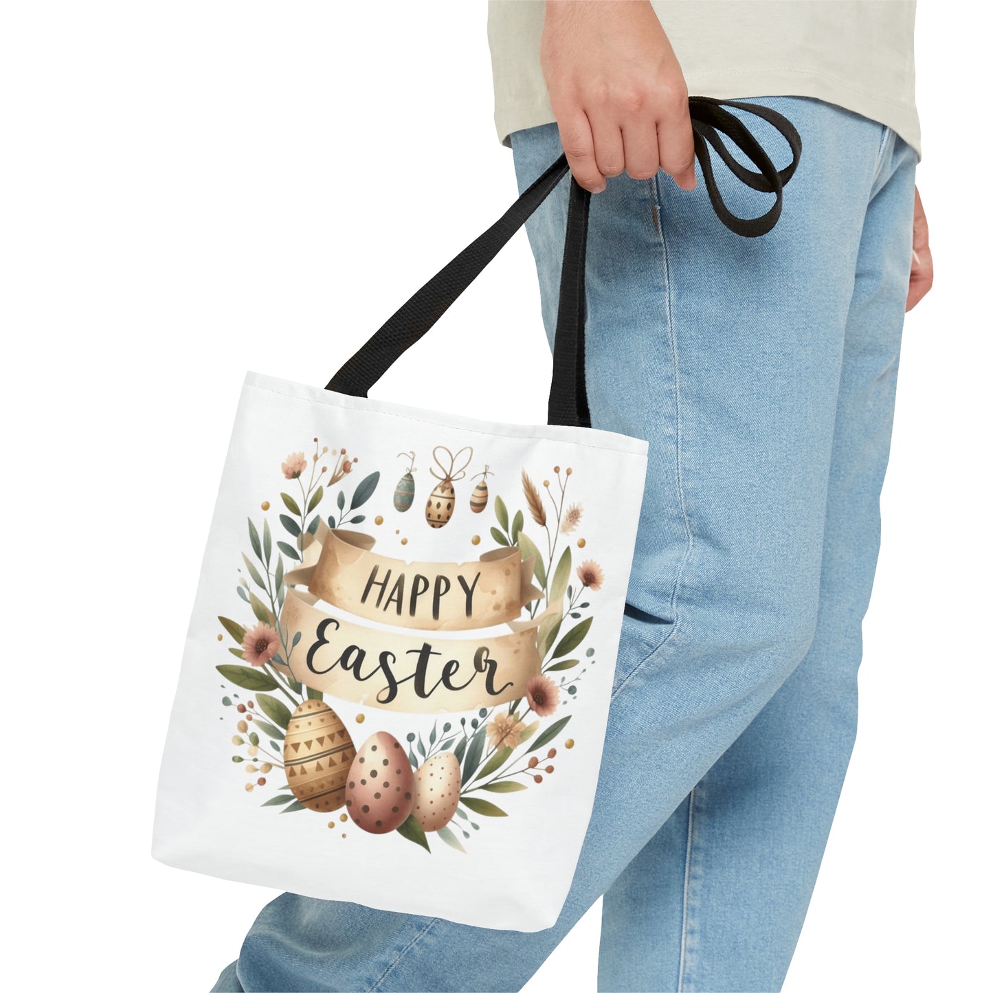 Tote Bag, Happy Easter Wreath, Tote bag, awd-1172