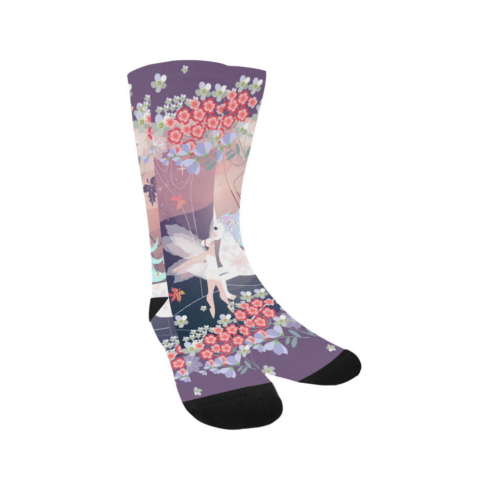 Beautiful fairy and white unicorn Trouser Socks