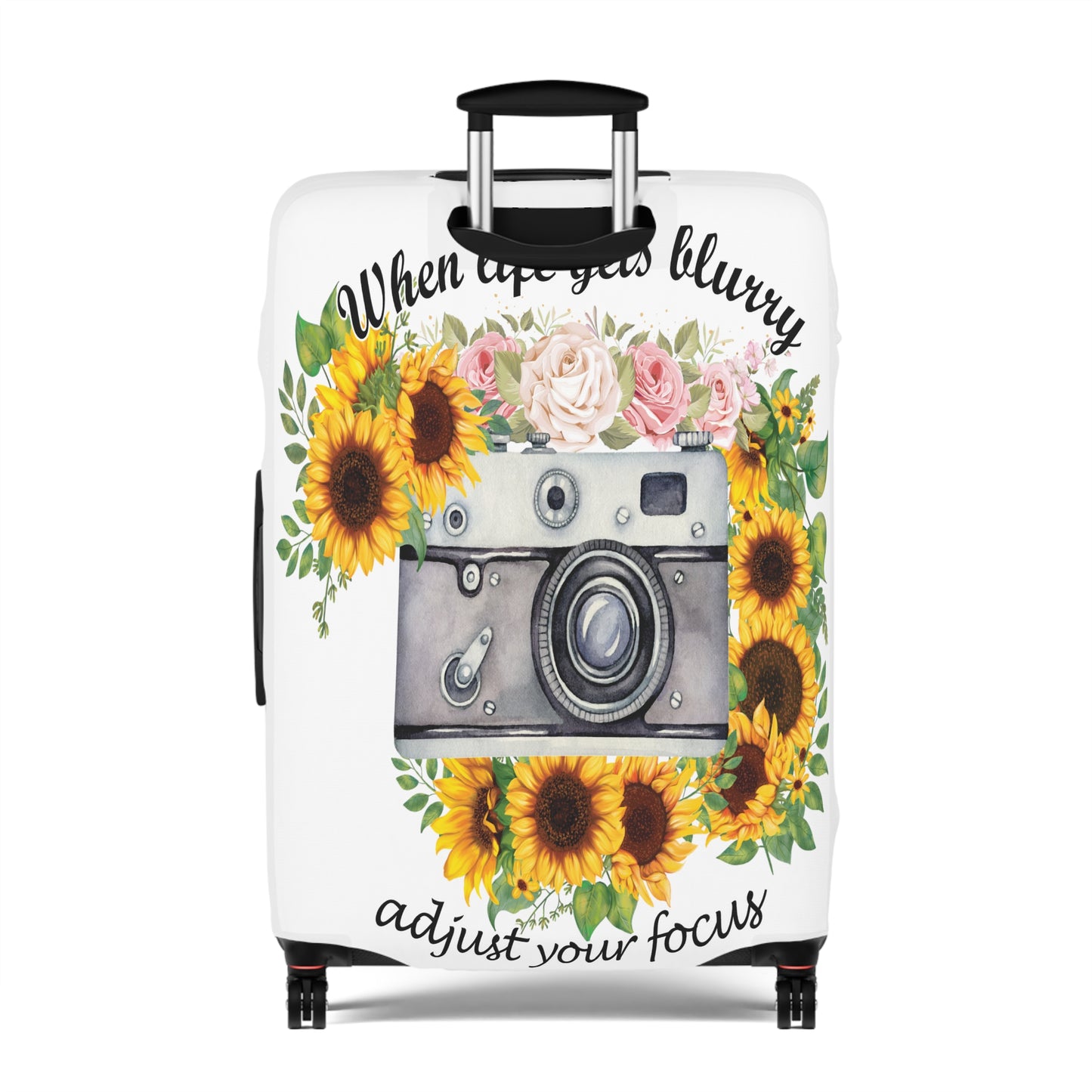 Luggage Cover, Camera, Sunflowers, When life gets Blurry adjust your Focus, awd-1372