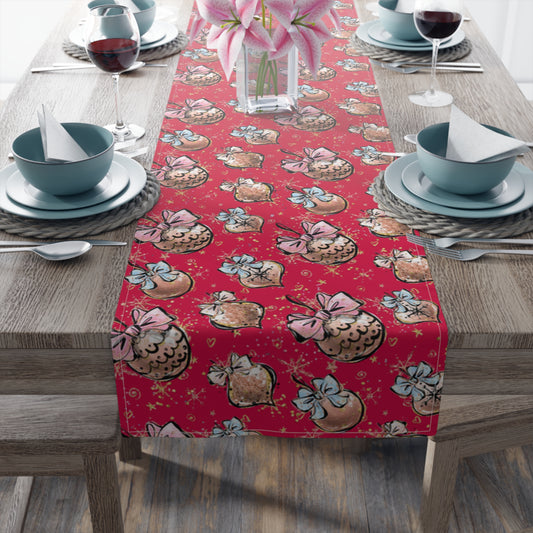 Christmas Baubles, Table Runner, Cotton Twill and Poly Available