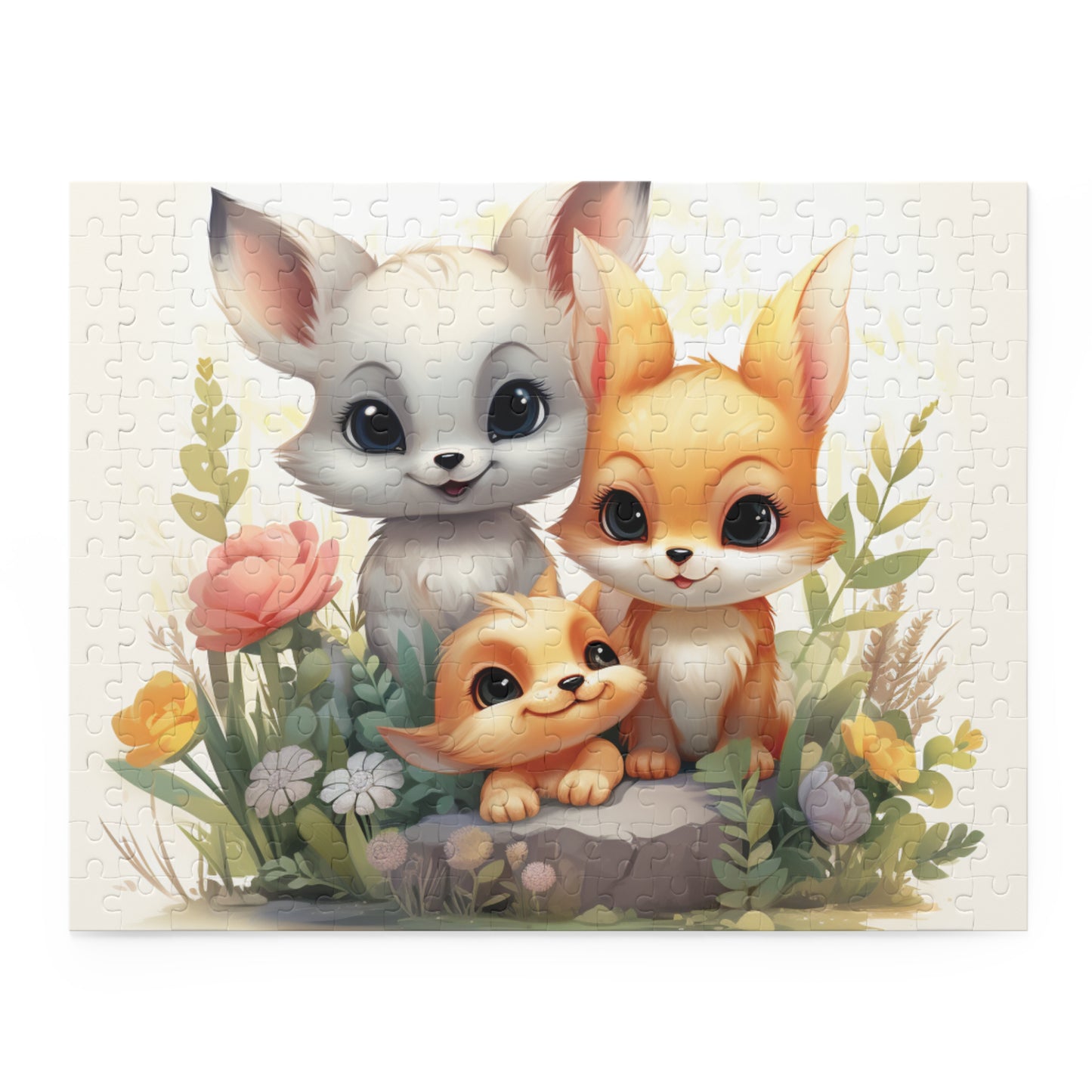 Personalised/Non-Personalised Puzzle, Fox Family (120, 252, 500-Piece)