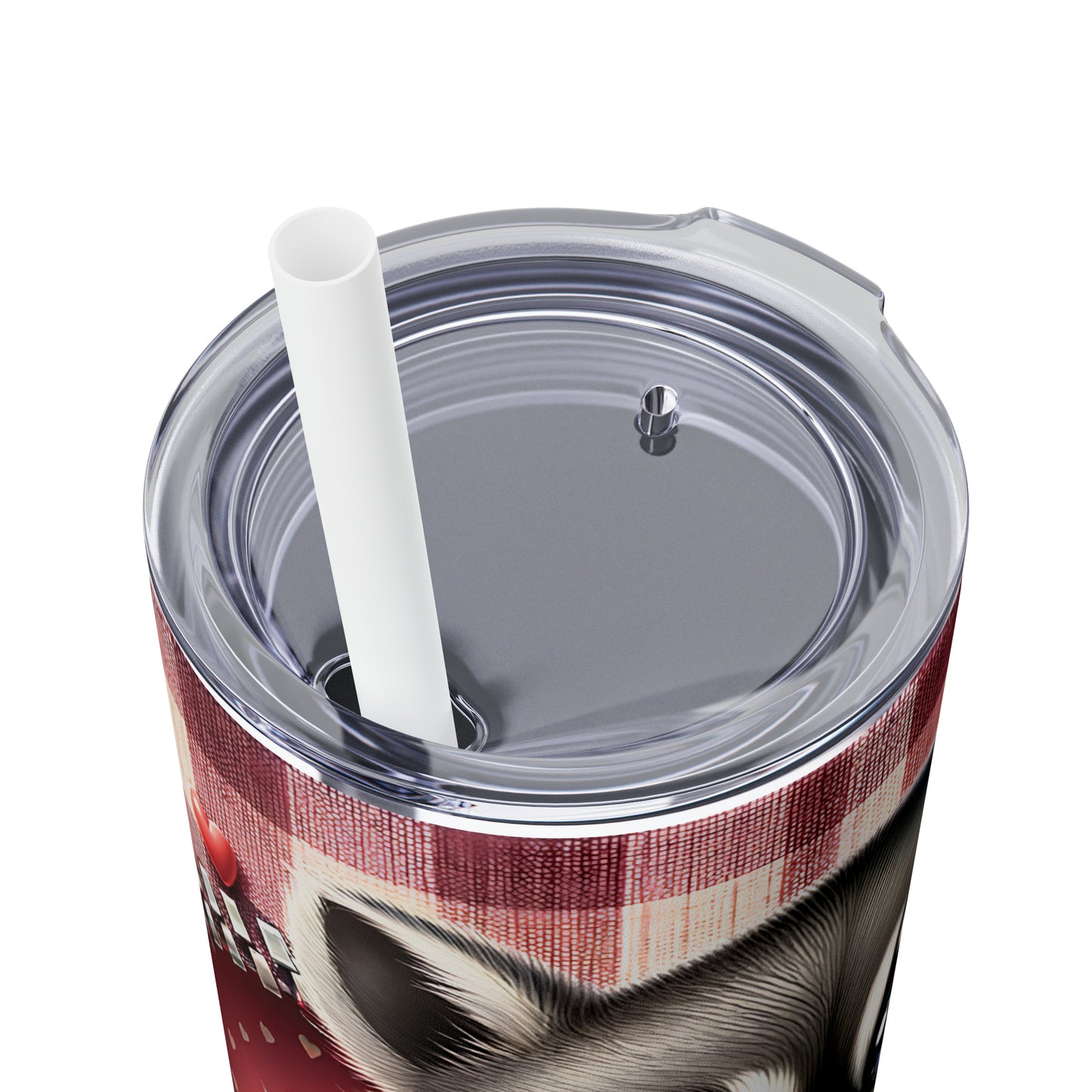 Skinny Tumbler with Straw, 20oz, Racoon, Valentines Day