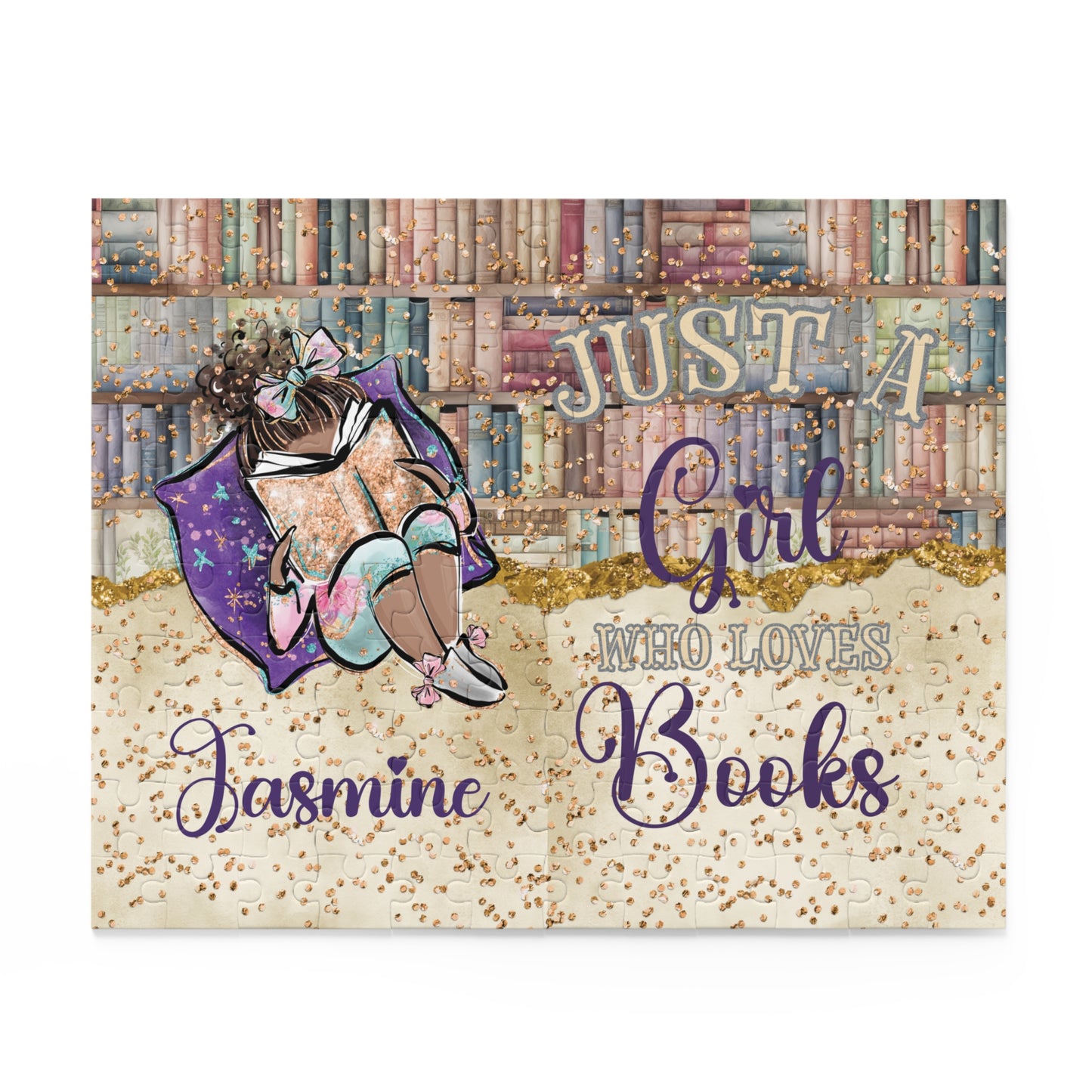 Puzzle, Just a Girl who Loves Books, Brunette Hair, Olive Skin, Personalised/Non-Personalised, (120, 252, 500-Piece)