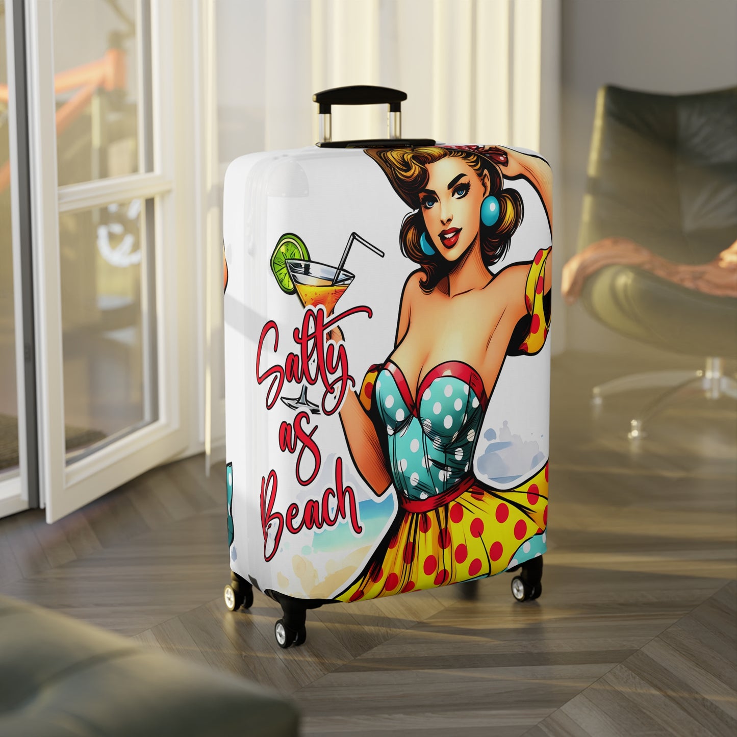 Luggage Cover, Retro Girl, Salty as Beach, awd-3001