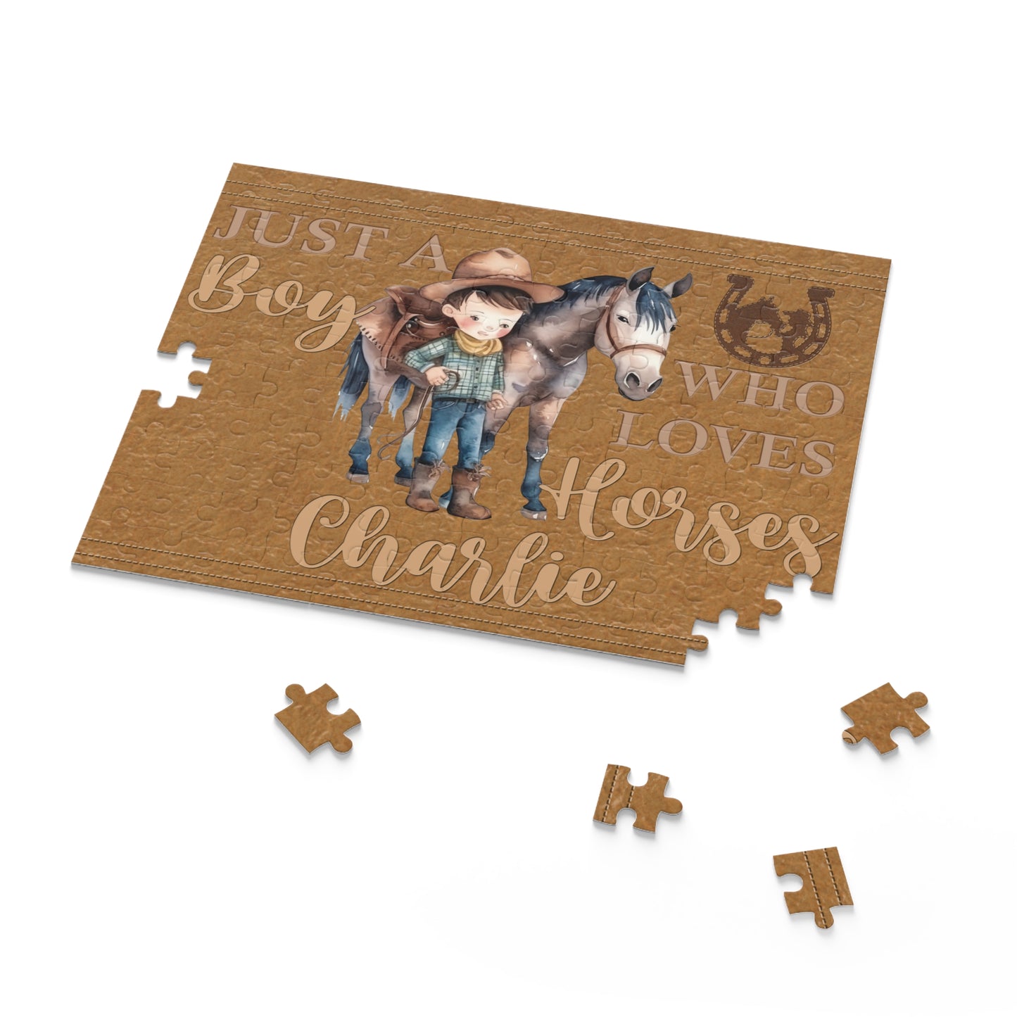 Personalised/Non-Personalised Puzzle, Just a Boy Who Loves Horses (120, 252, 500-Piece)