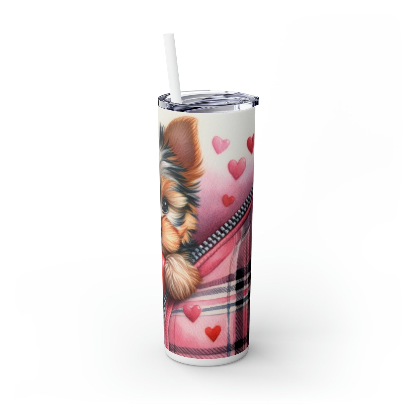 Skinny Tumbler with Straw, 20oz, Dog, Valentines Day, awd-829