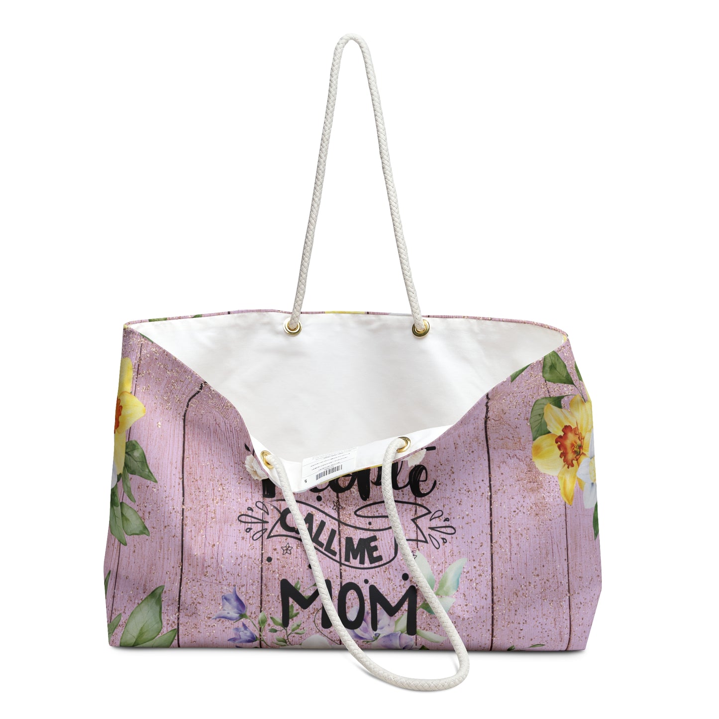 Personalised/Non-Personalised Weekender Bag, Floral, My Favorite People Call me Mom, Large Weekender Bag, Beach Bag, Book Bag