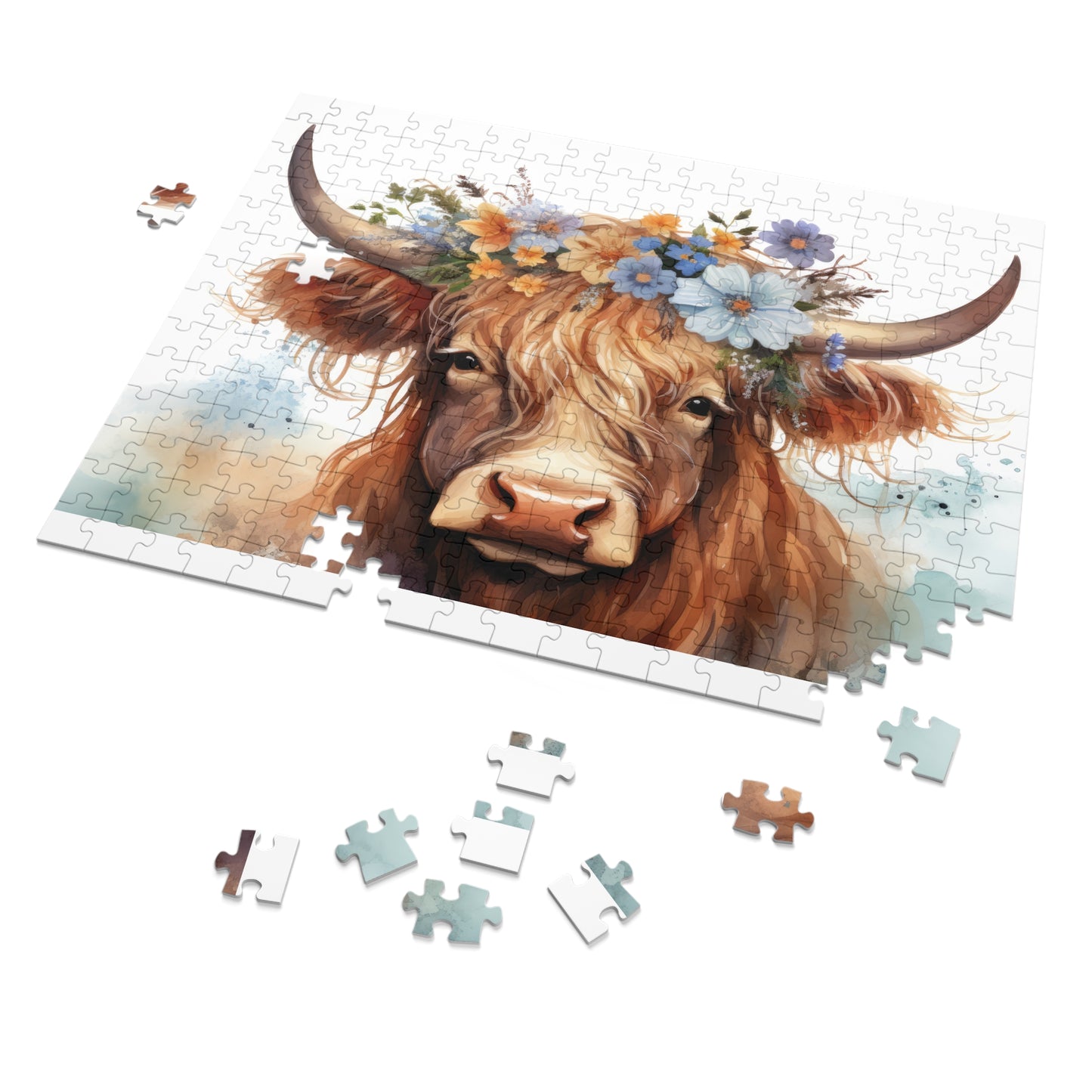 Jigsaw Puzzle, Highland Cow, Personalised/Non-Personalised (30, 110, 252, 500,1000-Piece)