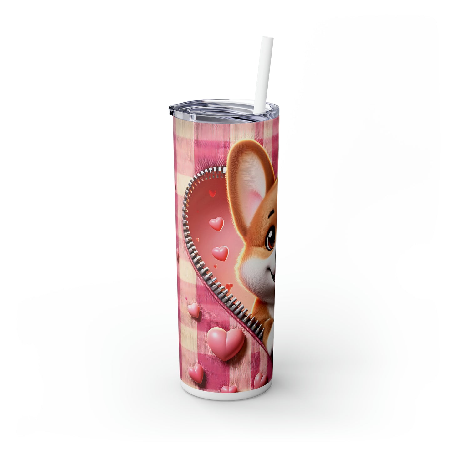 Skinny Tumbler with Straw, 20oz, Dog, Valentines Day, awd-1142