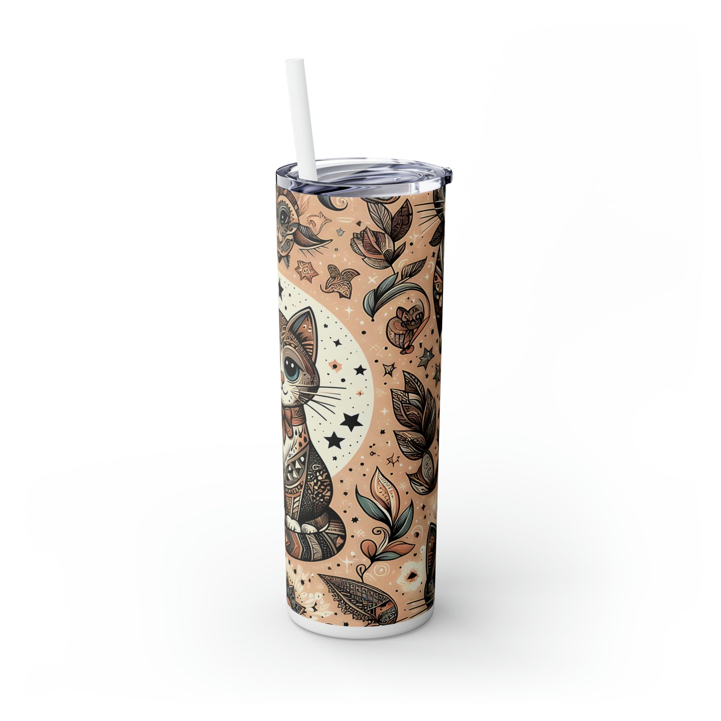 Skinny Tumbler with Straw, 20oz, Cats, awd-325