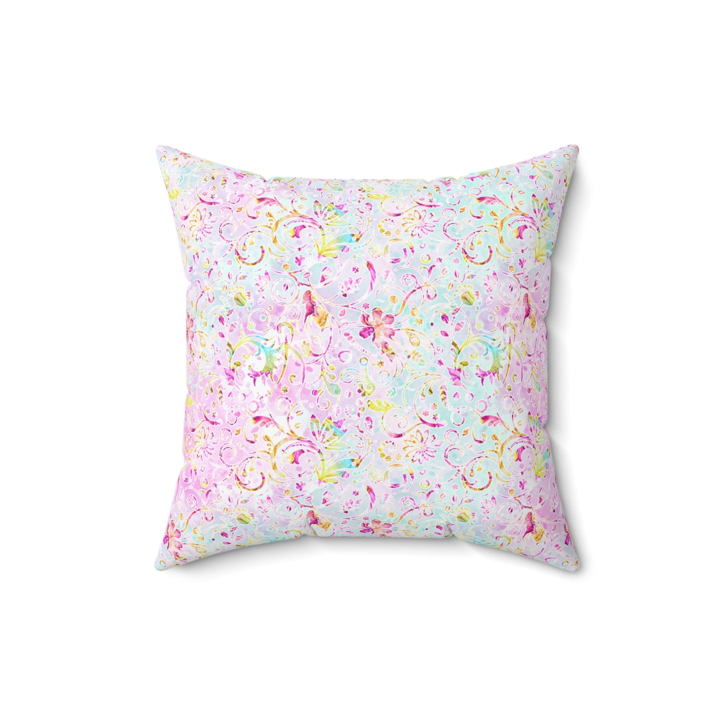 Spun Polyester Square Pillow, Floral Cushion