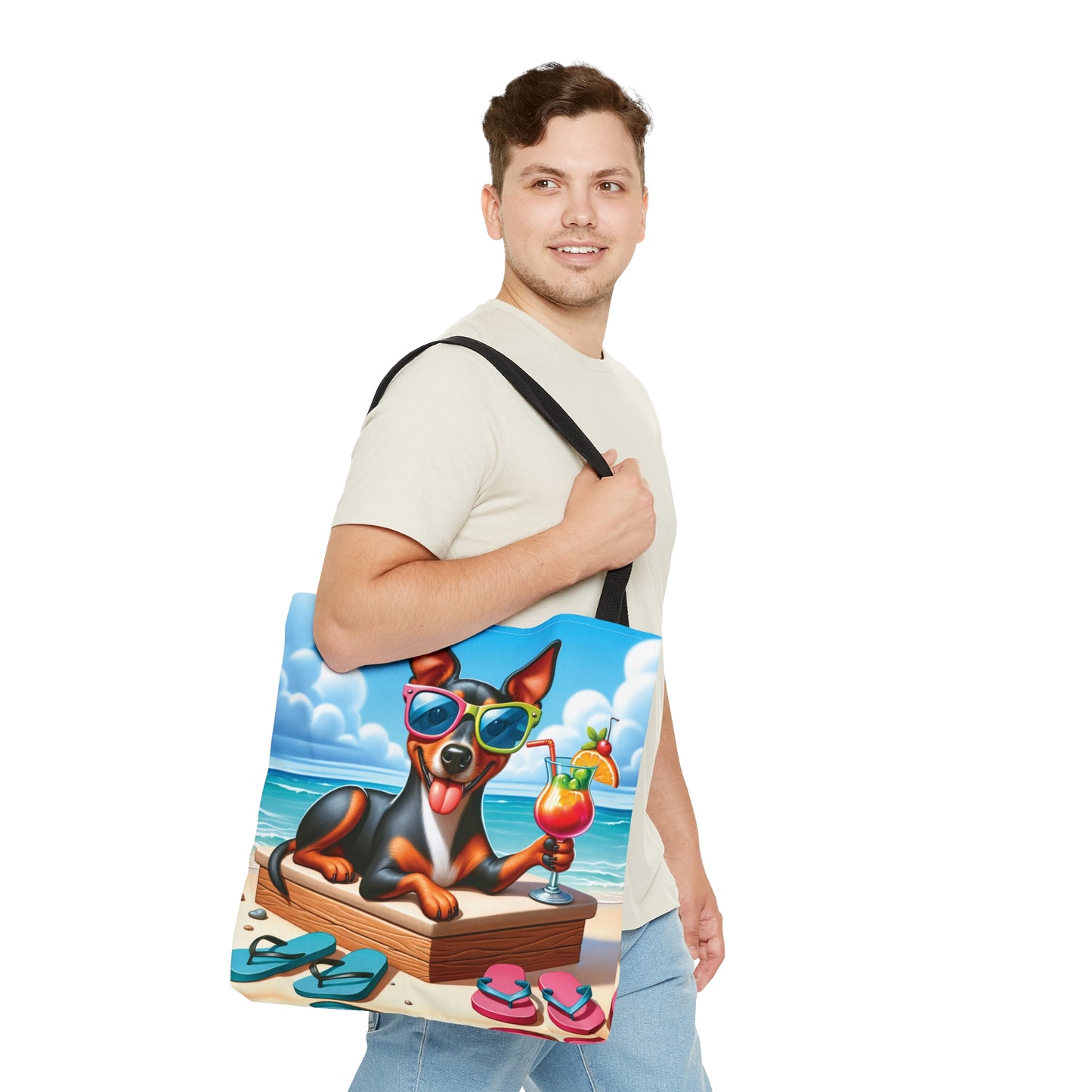 Tote Bag, Dog on Beach, Manchester Terrier, Tote bag, awd-1223