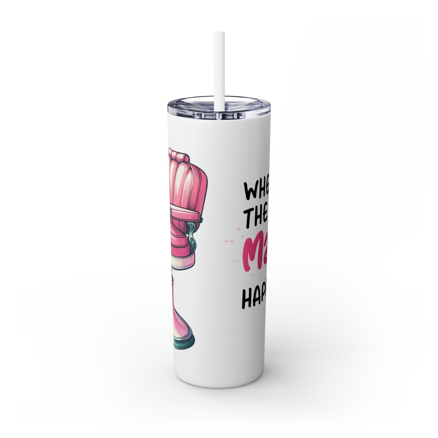 Skinny Tumbler with Straw, 20oz, Hairdresser, Where the Magic Happens, awd-1069