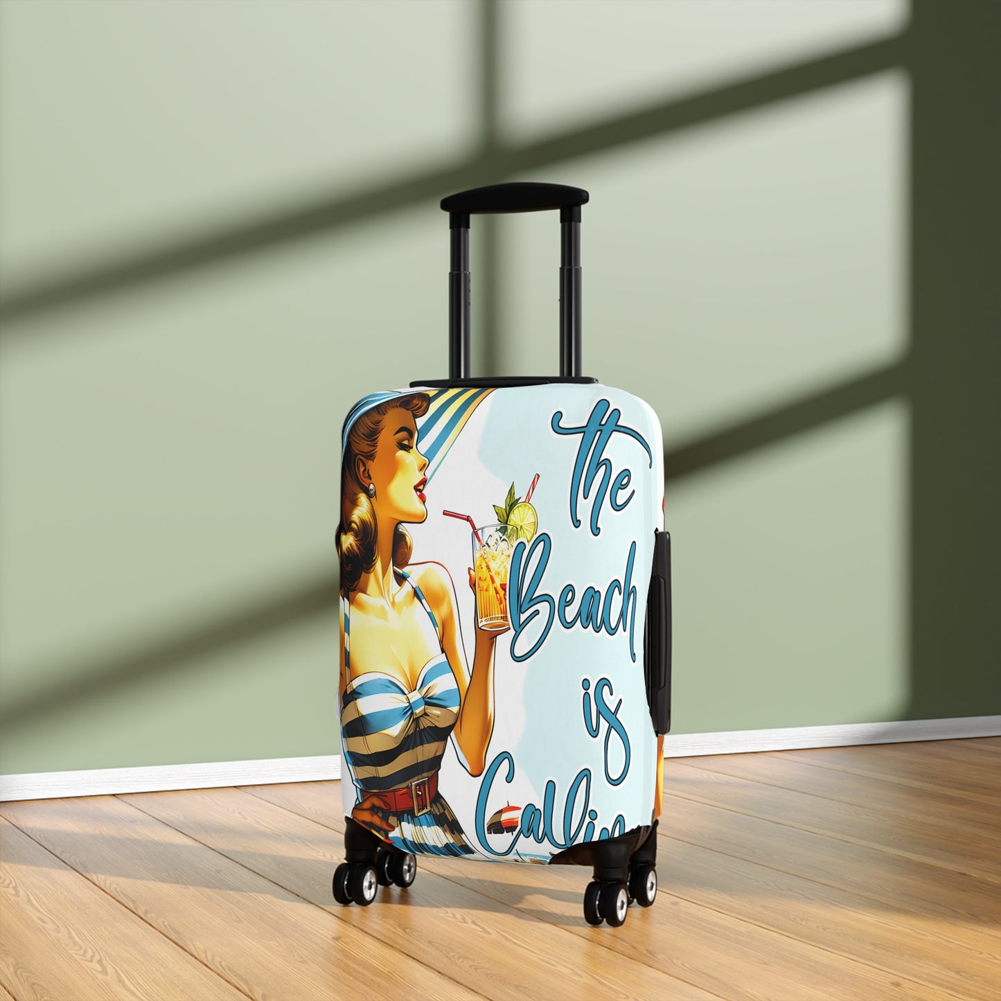 Luggage Cover, Retro Girl, The Beach is Calling, awd-3003