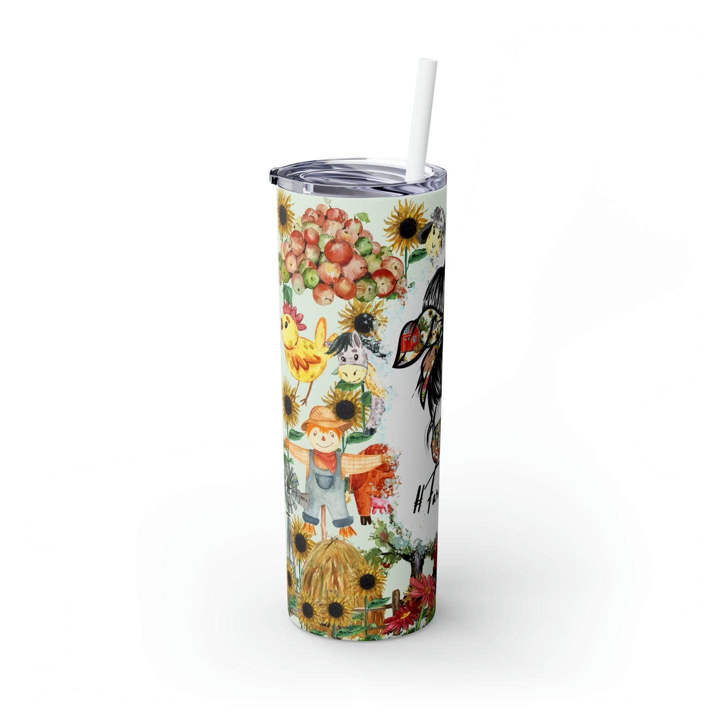 Skinny Tumbler with Straw, 20oz, Farm Life, awd-163