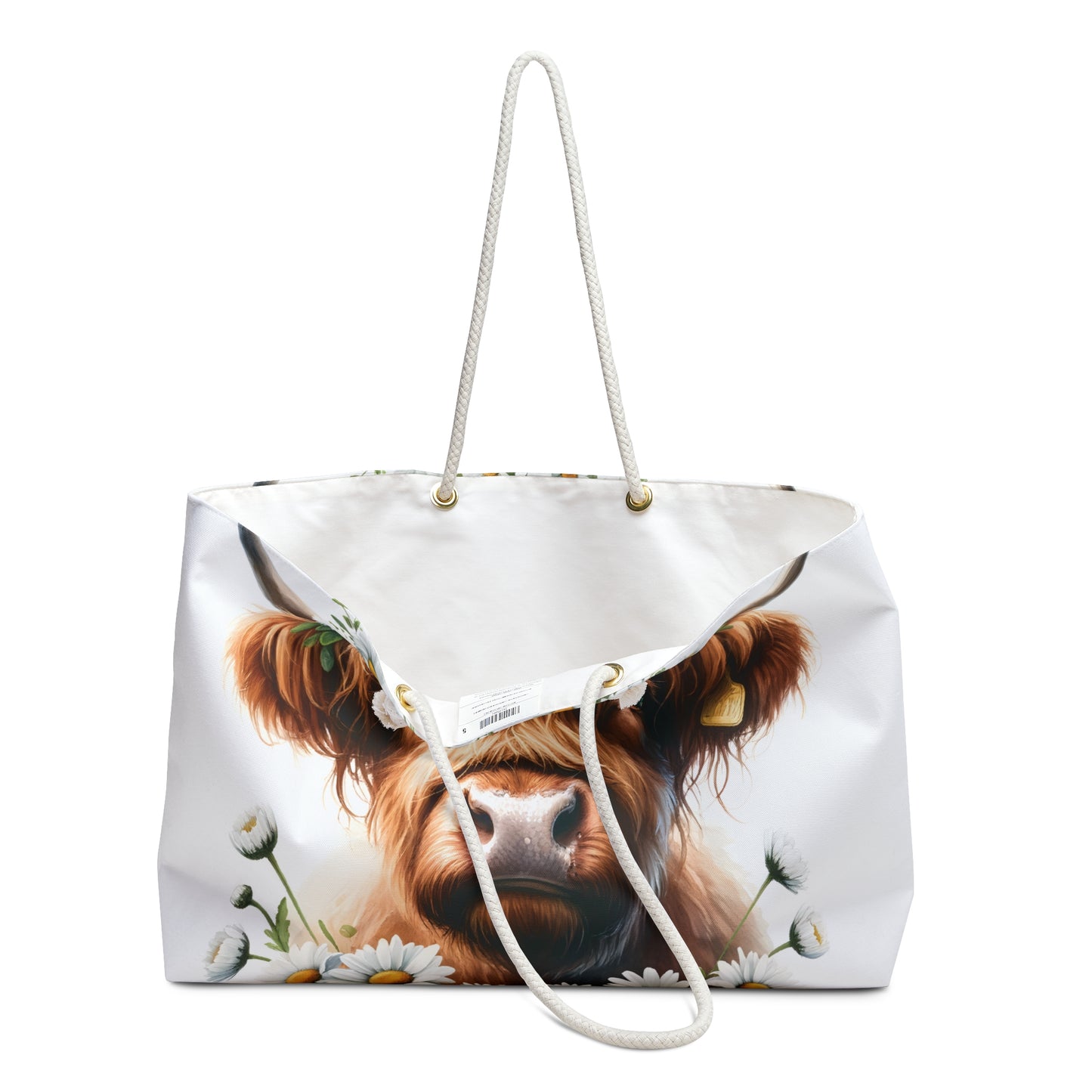 Personalised/Non-Personalised Weekender Bag, Highland Cow, Large Weekender Bag, Beach Bag, Book Bag