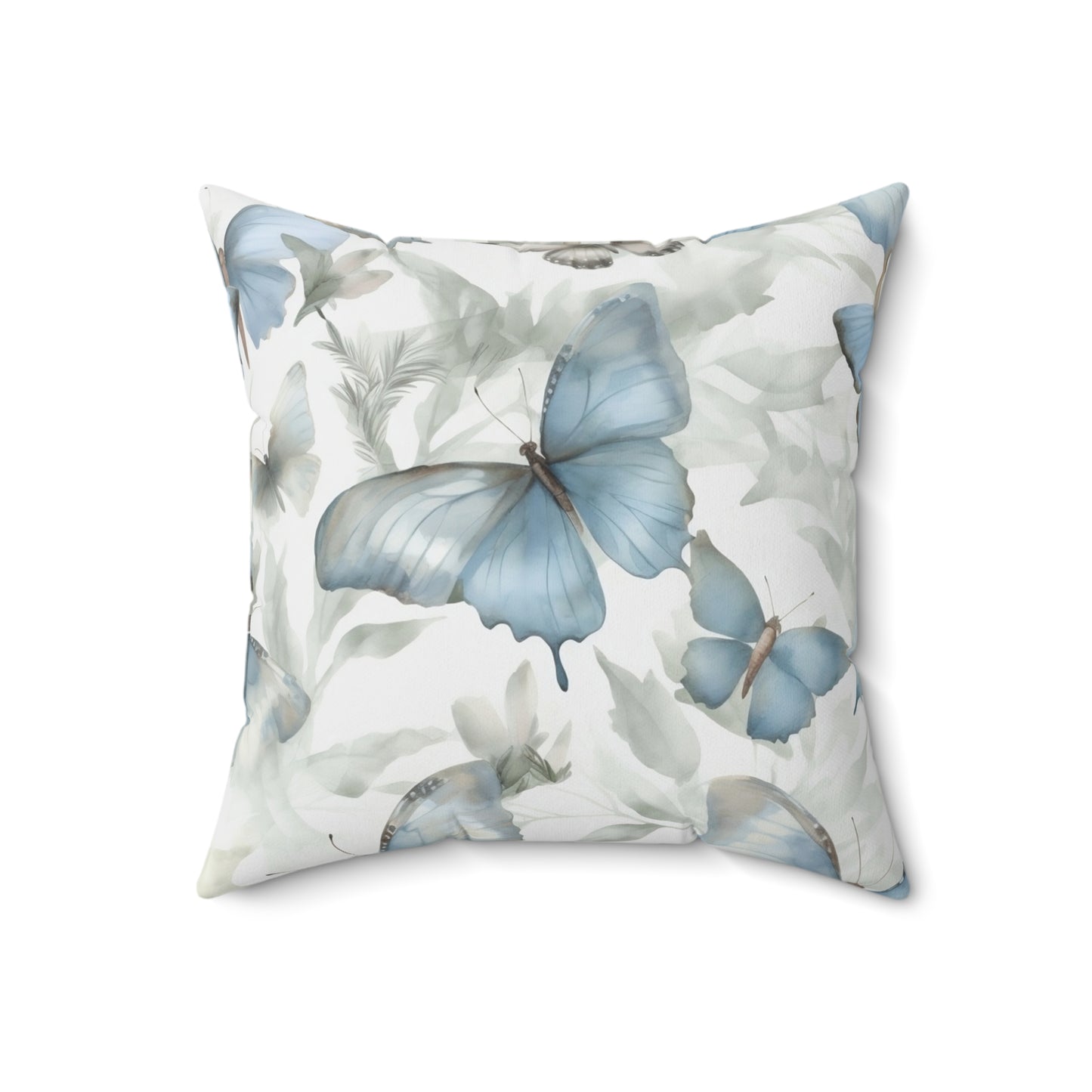 Spun Polyester Square Pillow, Butterfly Floral Cushion