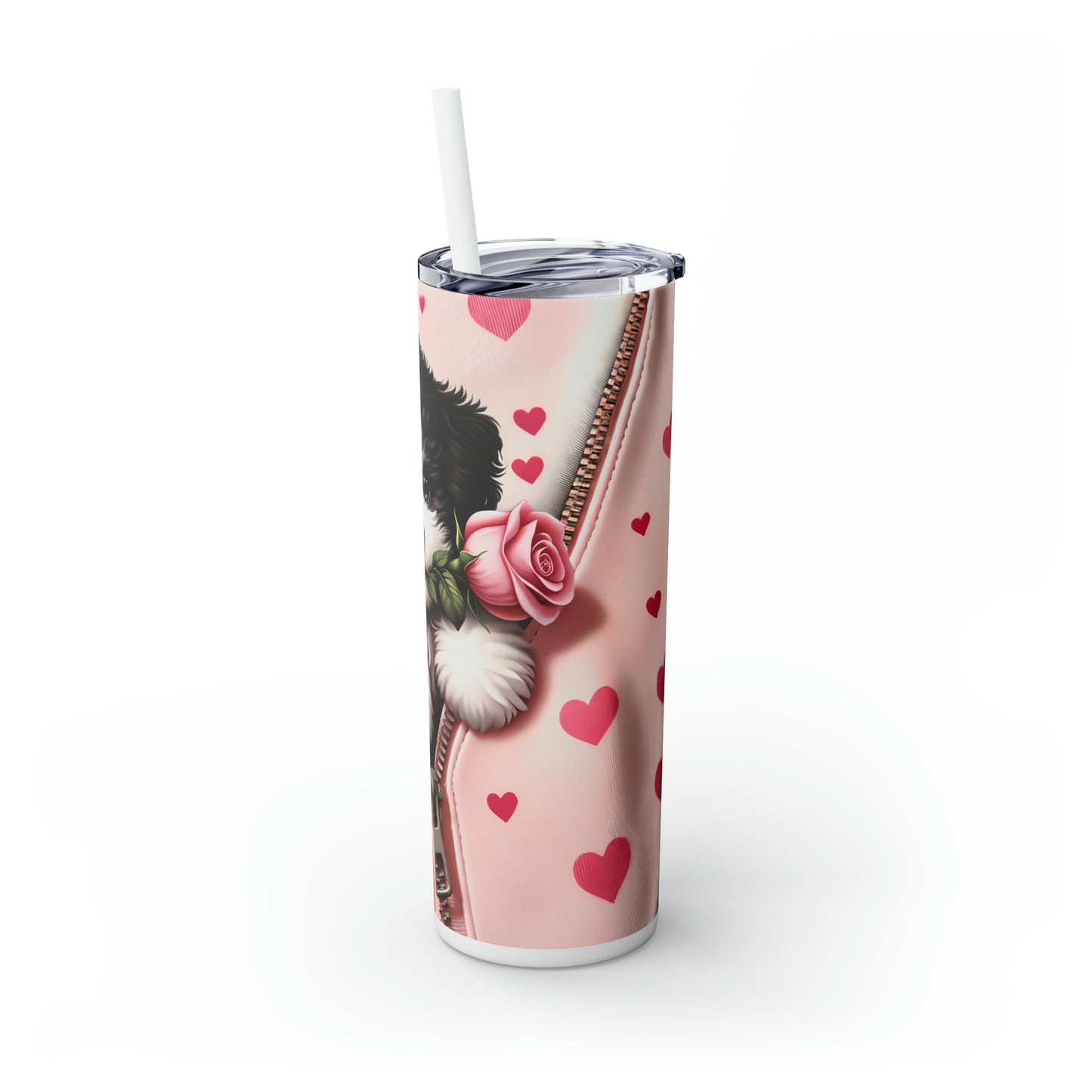 Skinny Tumbler with Straw, 20oz, Dog, Valentines Day, awd-906