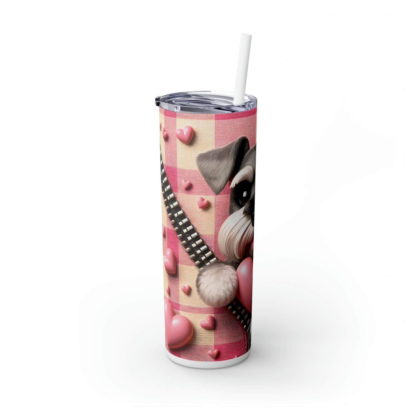 Skinny Tumbler with Straw, 20oz, Dog, Valentines Day, awd-1143