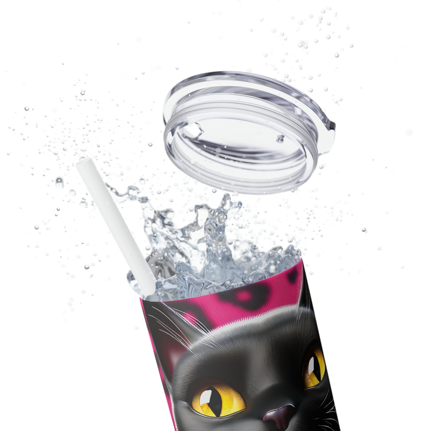 Skinny Tumbler with Straw, 20oz, Cat, Valentines Day, awd-736