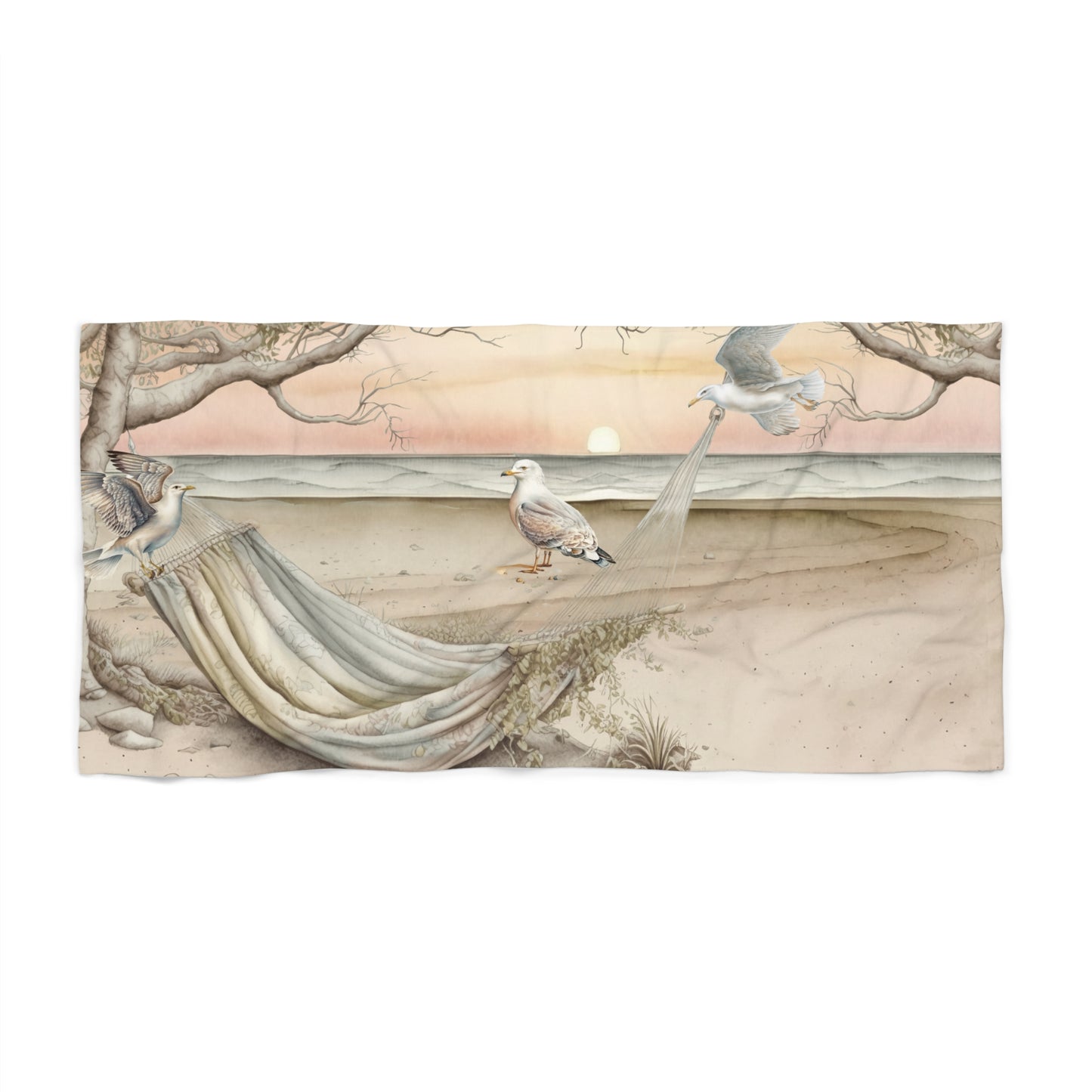 Beach Towel, Beach Scene, Polycotton Towel, 2 sizes Available