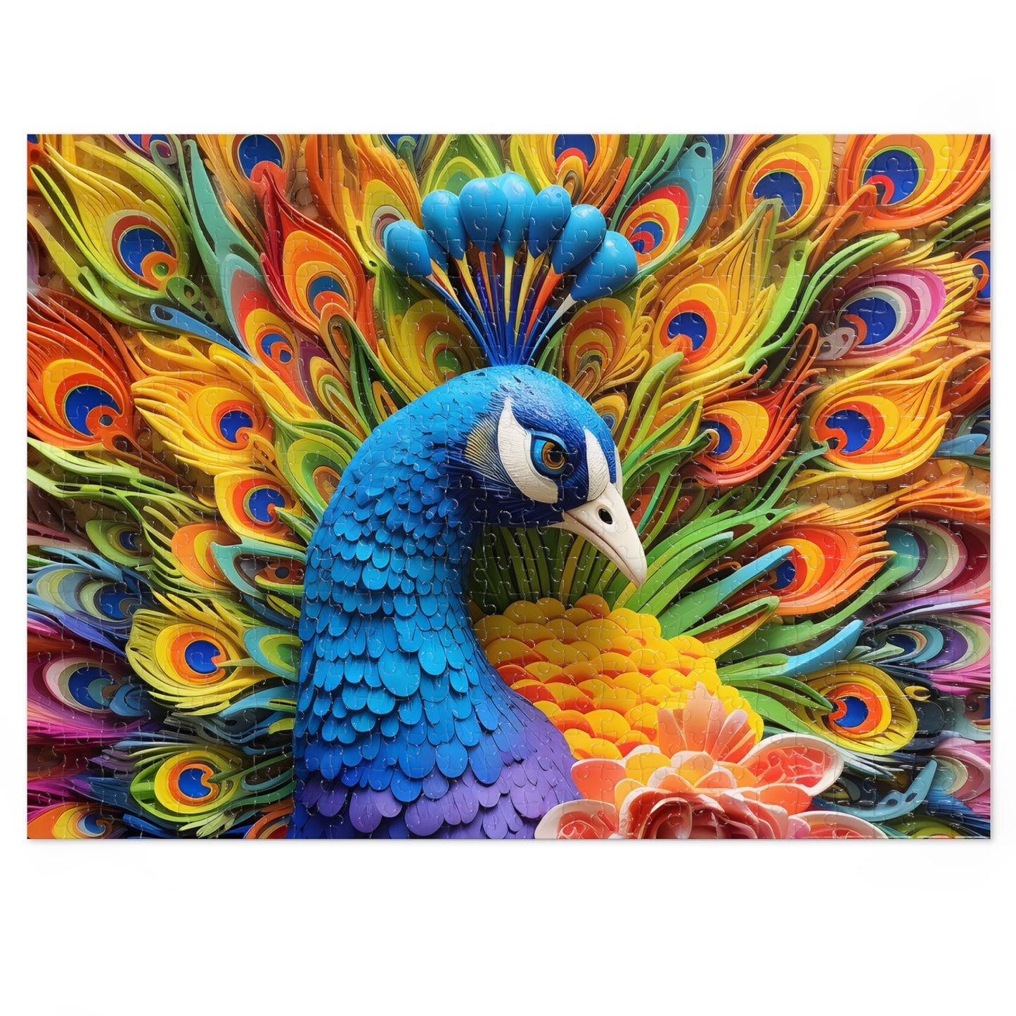 Jigsaw Puzzle, Peacock, Personalised/Non-Personalised (30, 110, 252, 500,1000-Piece)