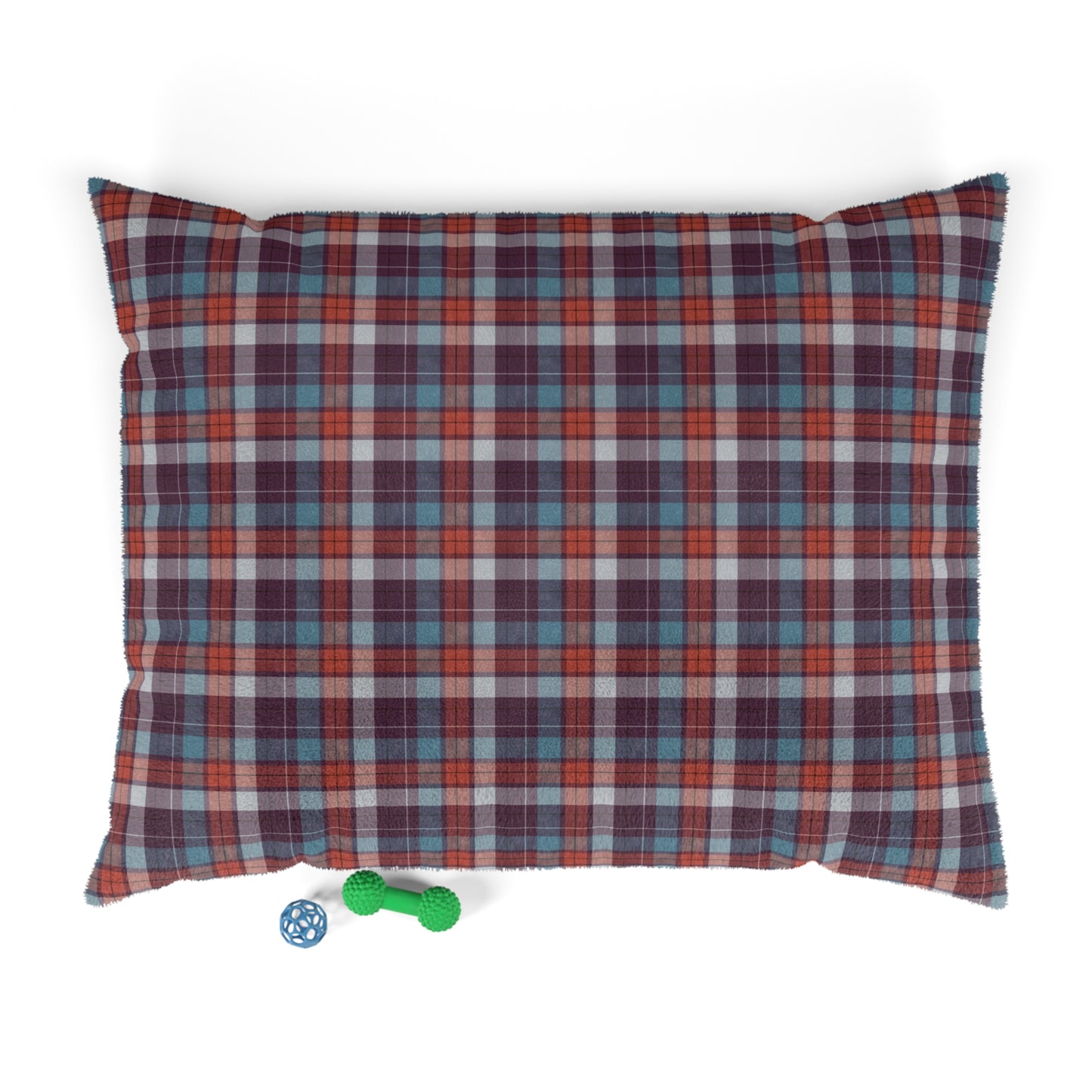 Luxury Pet Bed, feather soft fleece, Maroon Tartan