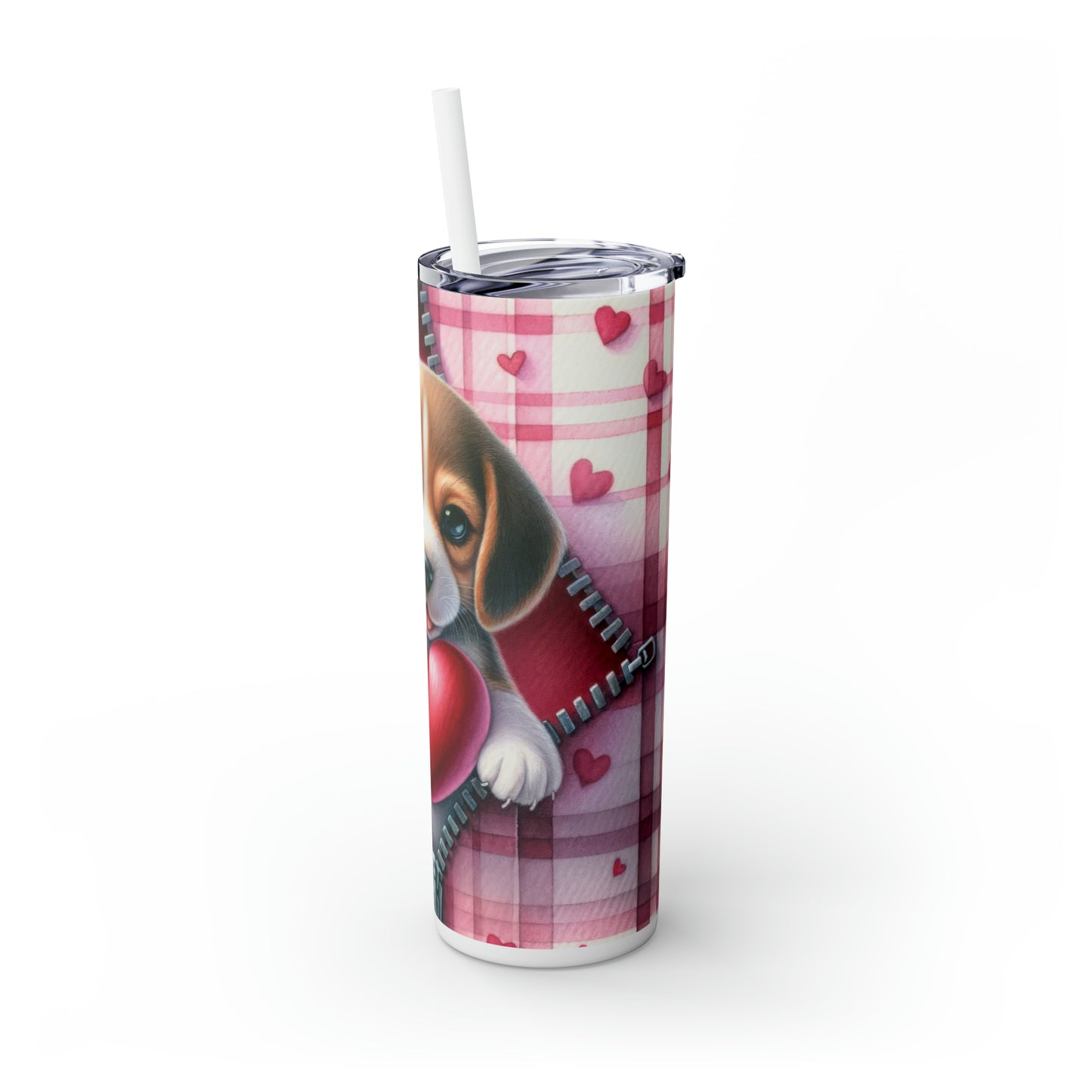 Skinny Tumbler with Straw, 20oz, Dog, Valentines Day, awd-828