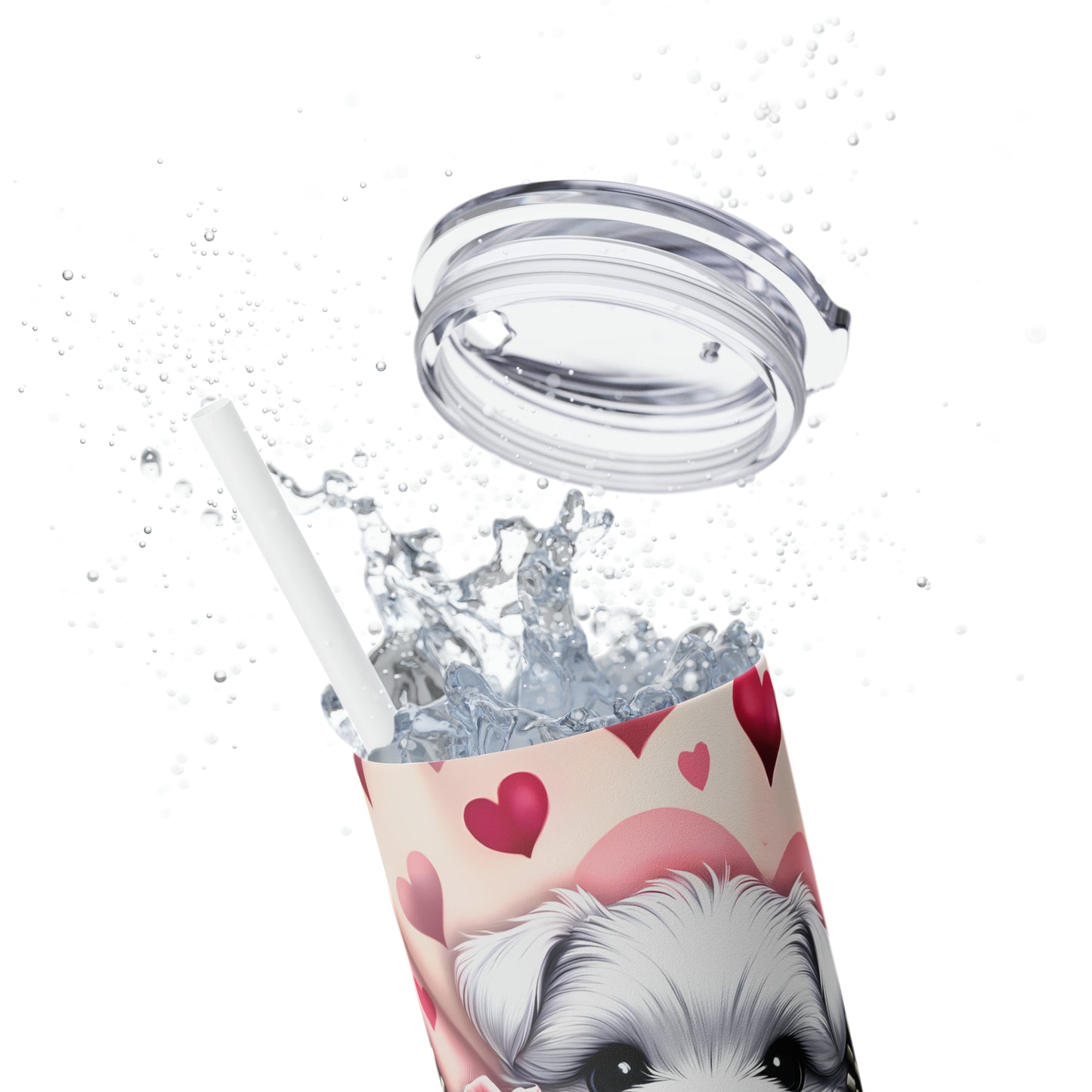 Skinny Tumbler with Straw, 20oz, Dog, Valentines Day, awd-912