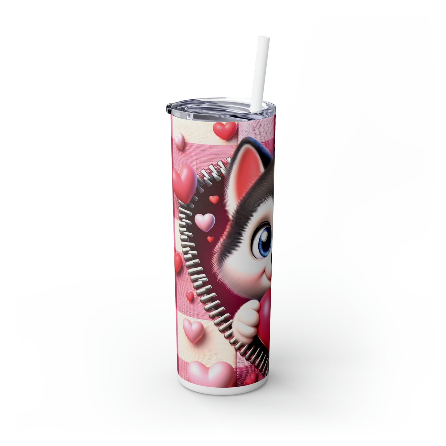 Skinny Tumbler with Straw, 20oz, Dog, Valentines Day, awd-1125